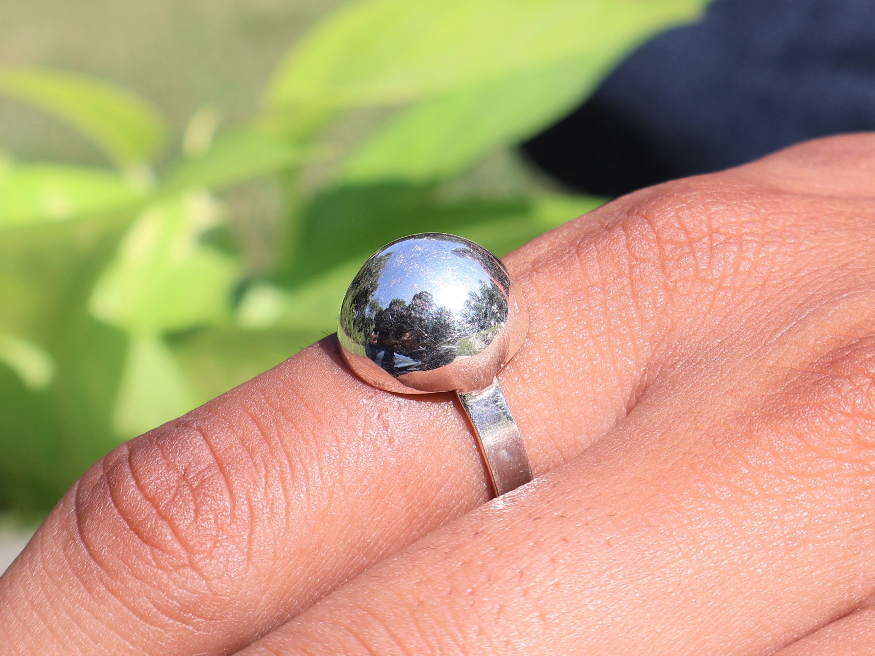 Handmade Half Round Ball Ring, 925 Sterling Silver, Handmade Ring, Size ONE SIZE - 6 Thumbnail