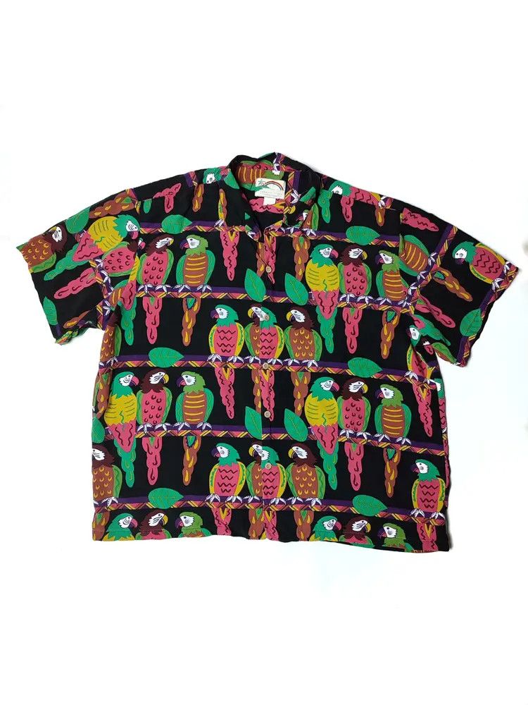 Other Vintage Paradise Found Hawaiian Parrots Oversized Shirt Size US XL / EU 56 / 4 - 1 Thumbnail