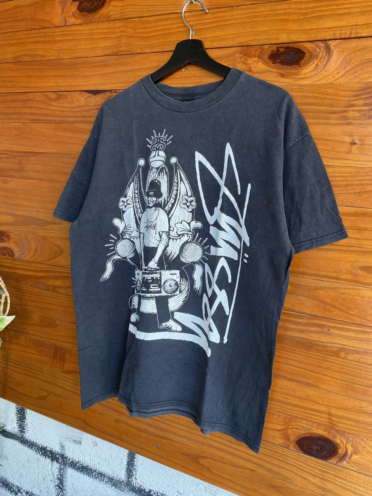 Stussy Vintage Late 90s Stüssy Hip-Hop Graphic T-Shirt Faded Black Size US L / EU 52-54 / 3 - 6 Thumbnail
