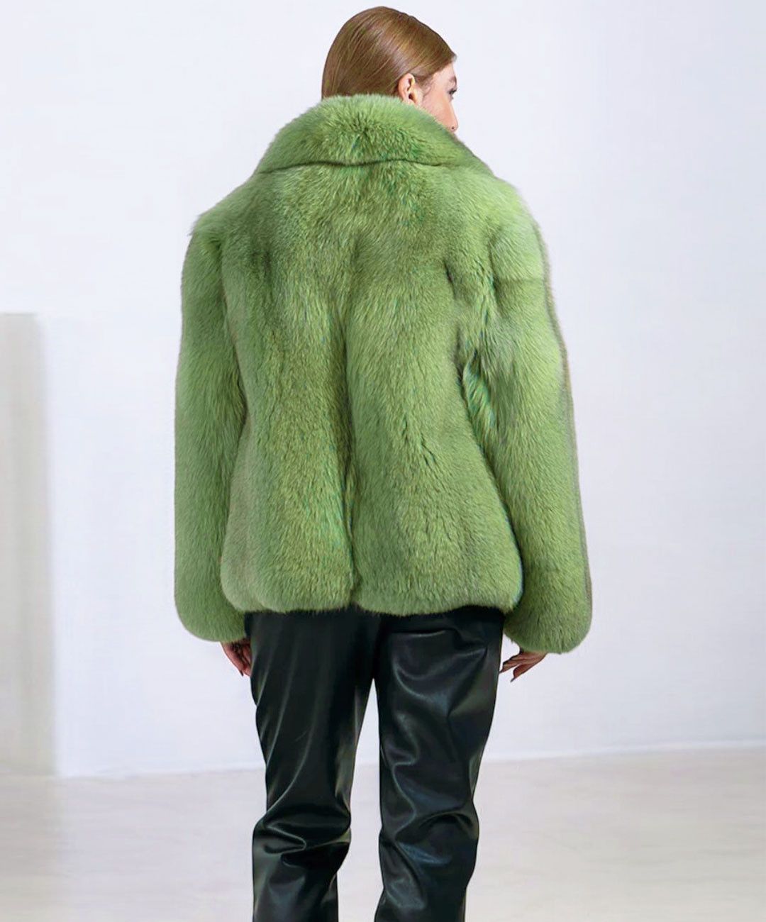 Other Women’s ‘Matcha Green’ Fox Fur Coat Size L / US 10 / IT 46 - 3 Thumbnail