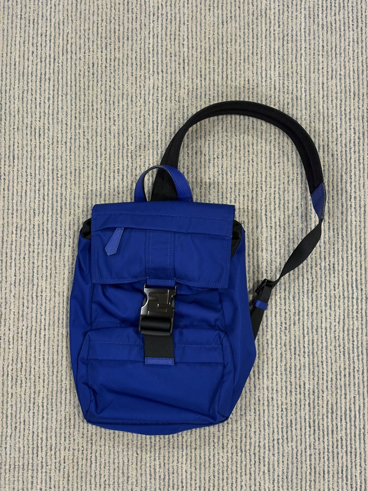 Fendi Blue Nylon Baguette Sling Backpack Size ONE SIZE - 3 Thumbnail
