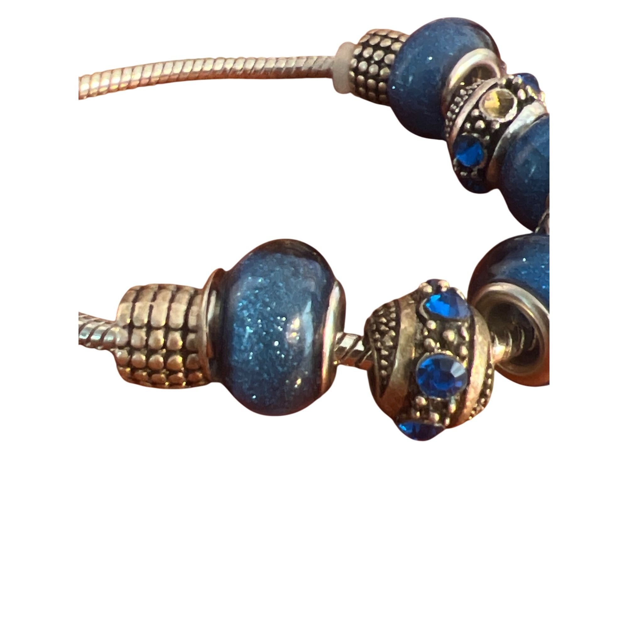 Other Khloelle Charm Bracelet Silver Tone Blue Glitter Add Bead Ad Size ONE SIZE - 3 Thumbnail
