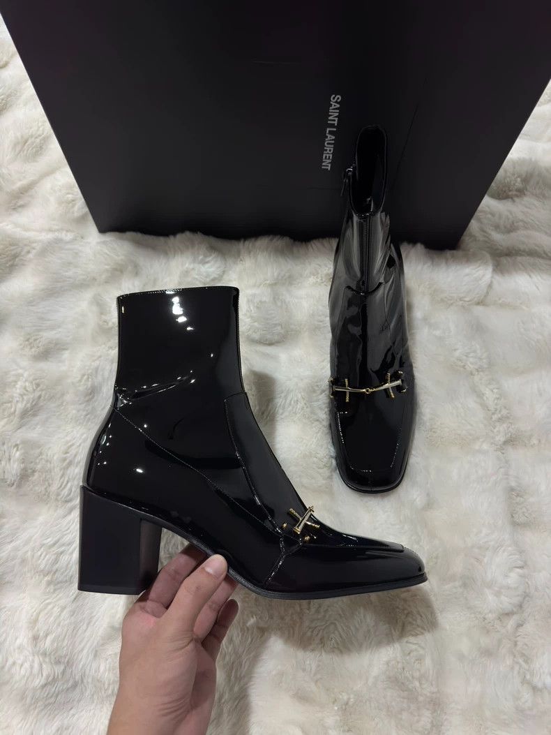 Saint Laurent Paris Saint Laurent Paris Black gold men's boots leather boots Size US 9 / EU 42 - 7 Thumbnail
