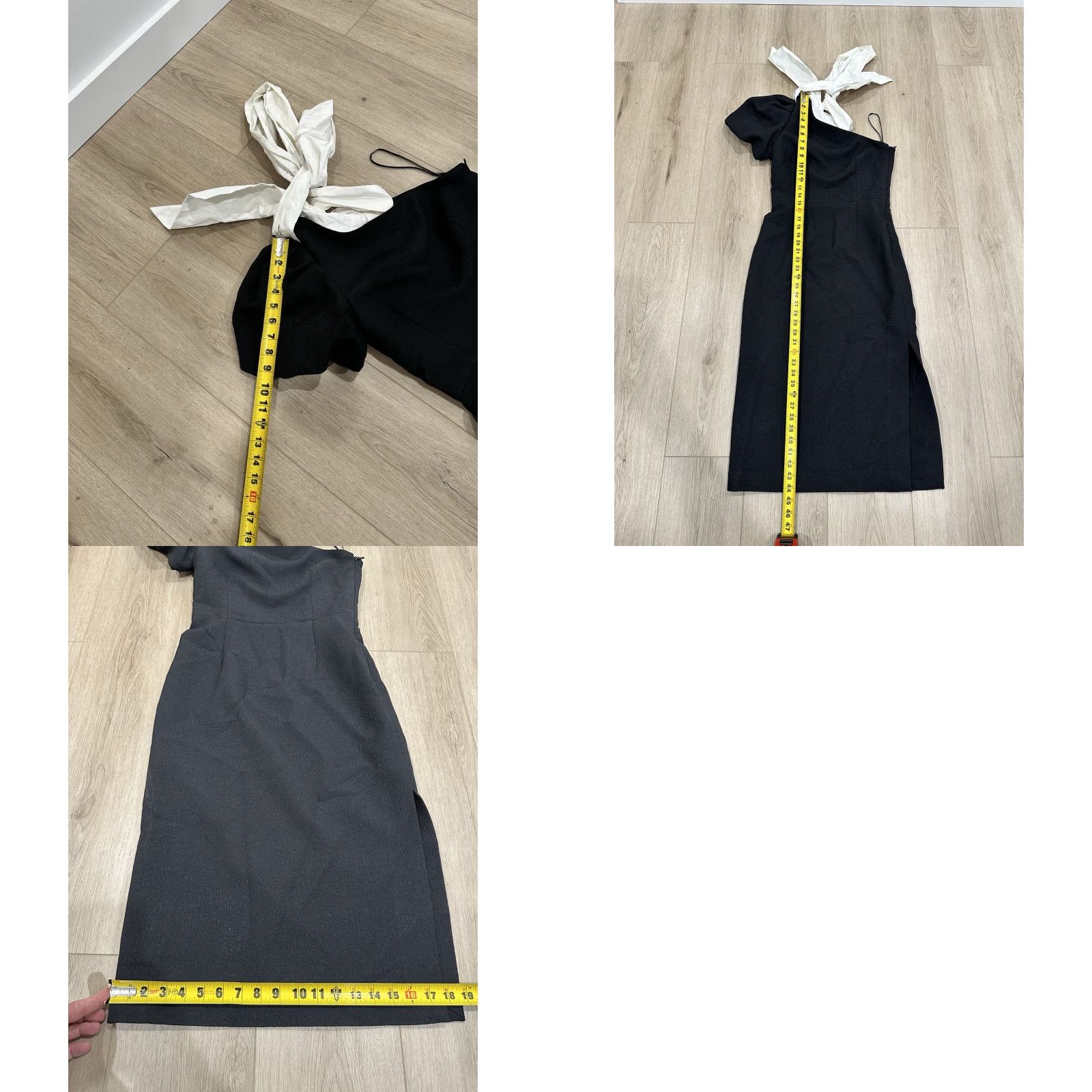 Vintage VINTAGE Rebecca Vallance Natalia One Sleeve Midi Black White Bow Size 6US Women Dress Midi Bow Black White 6US Womens Size M / US 6-8 / IT 42-44 - 9 Thumbnail