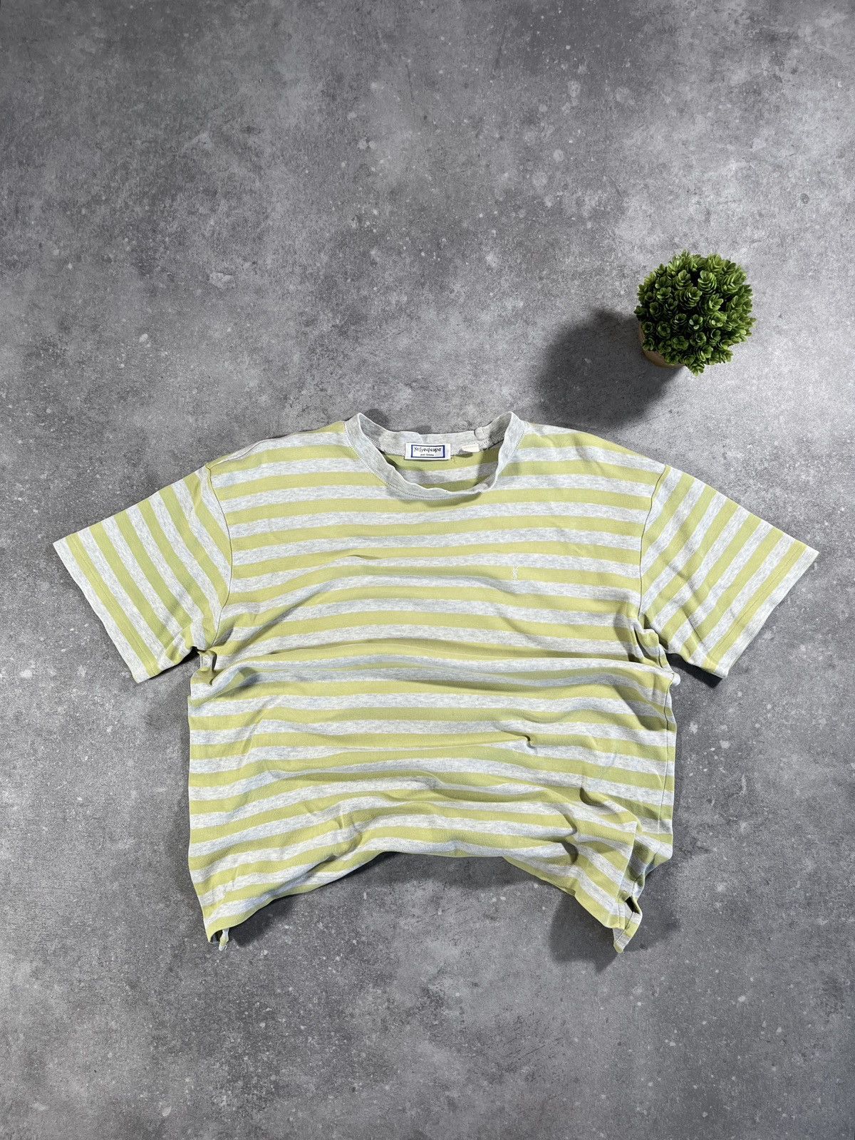 Vintage × Yves Saint Laurent Vintage Yves Saint Laurent Striped Boxy Fit T-Shirt Luxury Size US M / EU 48-50 / 2 - 5 Thumbnail