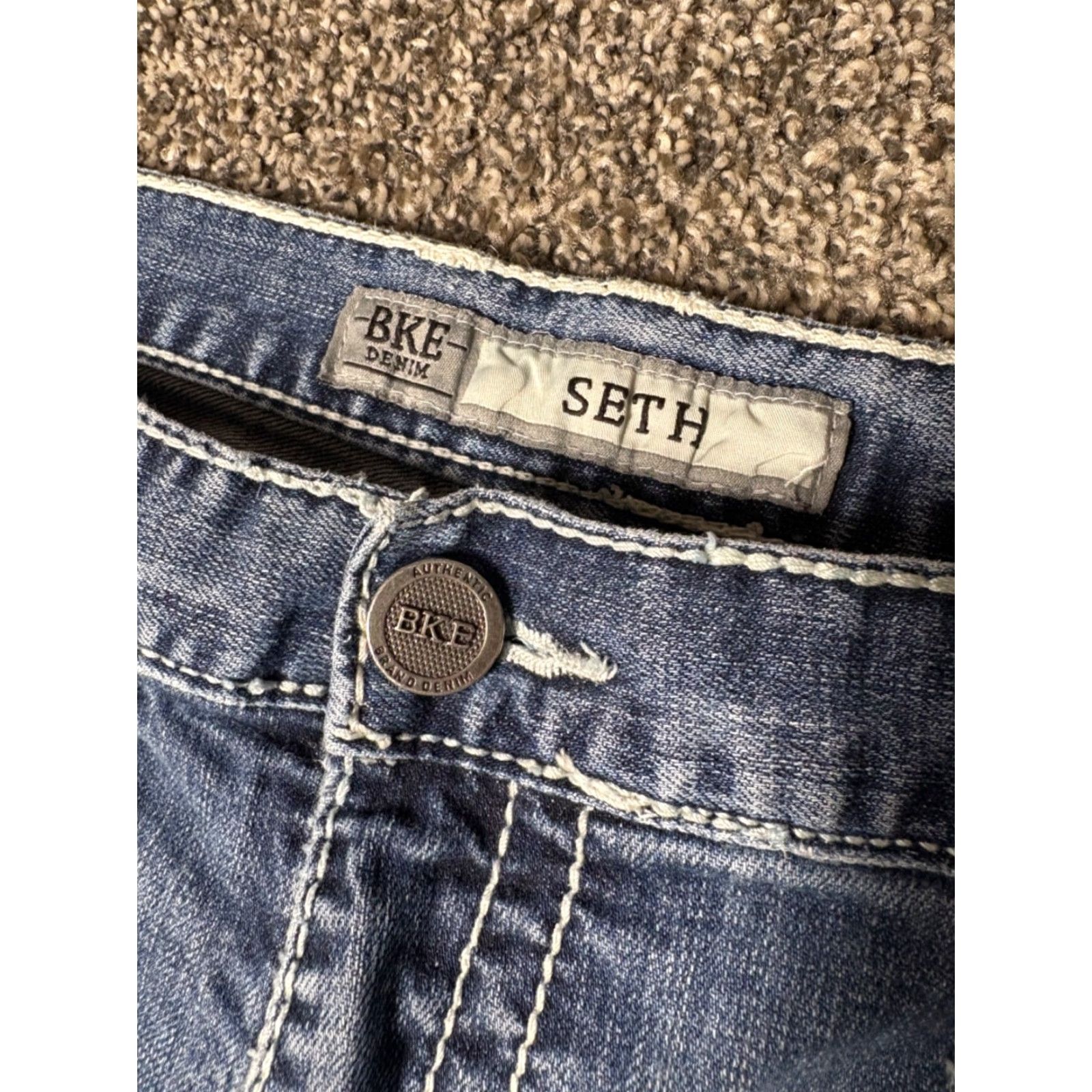 Vintage BKE Denim Seth Jeans Mens 38XXL Blue Faded Cut Off Straight Leg Cotton Stretch Denim Jeans Size US 38 / EU 54 - 3 Thumbnail