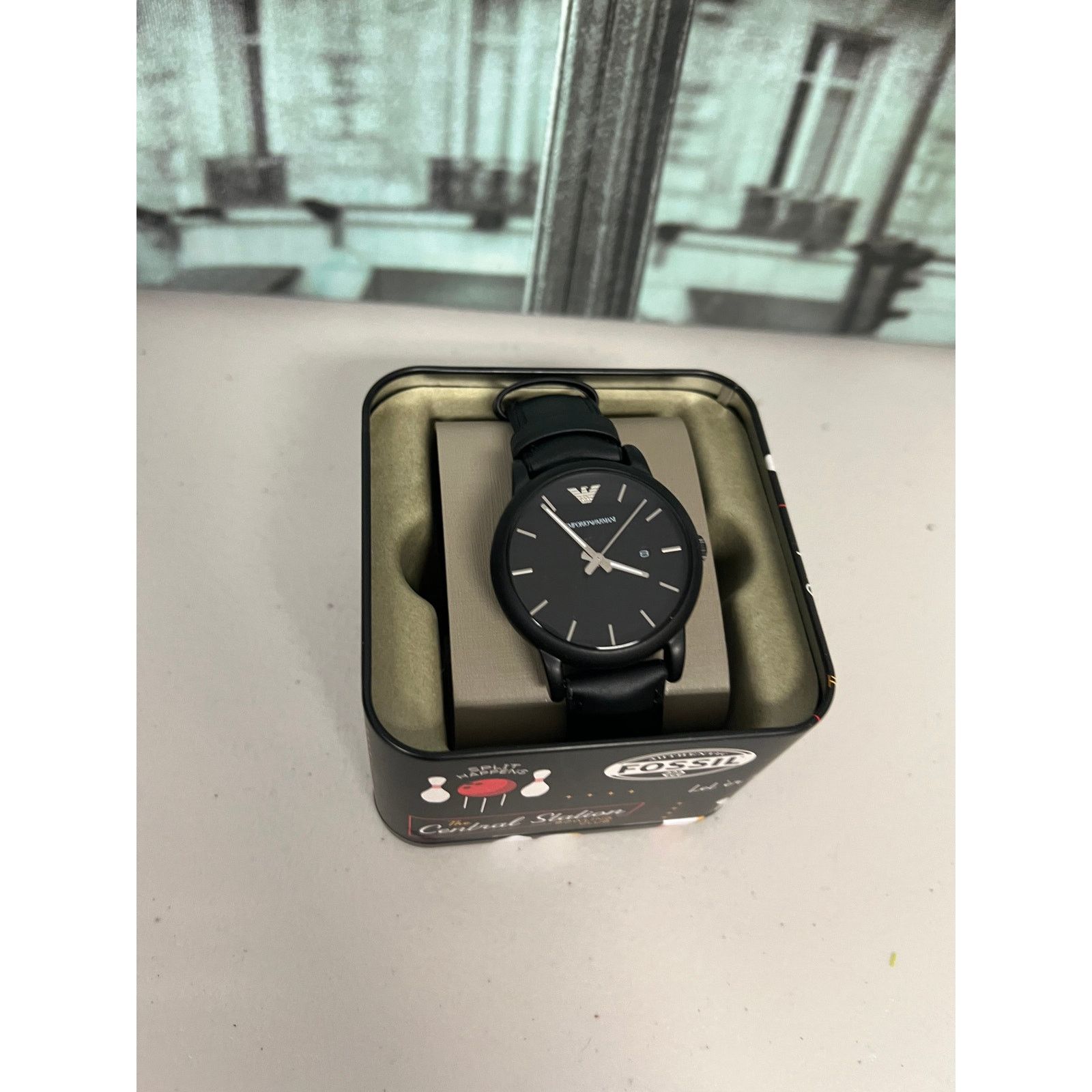 Emporio Armani Emporio Armani AR1973 Mens Classic Black Leather Watch Size ONE SIZE - 1 Thumbnail