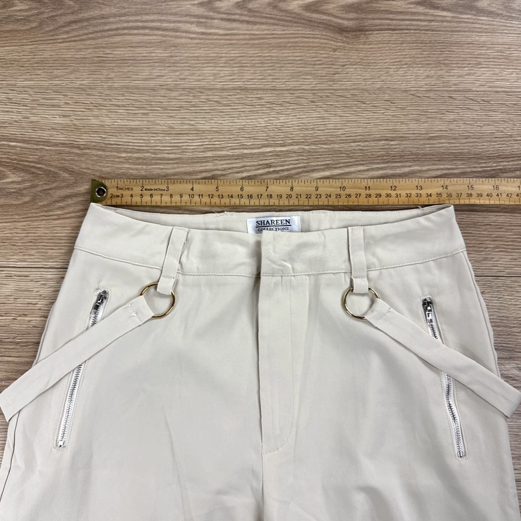 Vintage Shareen Collection High-Rire Cargo Wide Leg Pants Women size 10 Ivory Cargo Wide-Leg 10 Womens Size 32" / US 10 / IT 46 - 4 Thumbnail