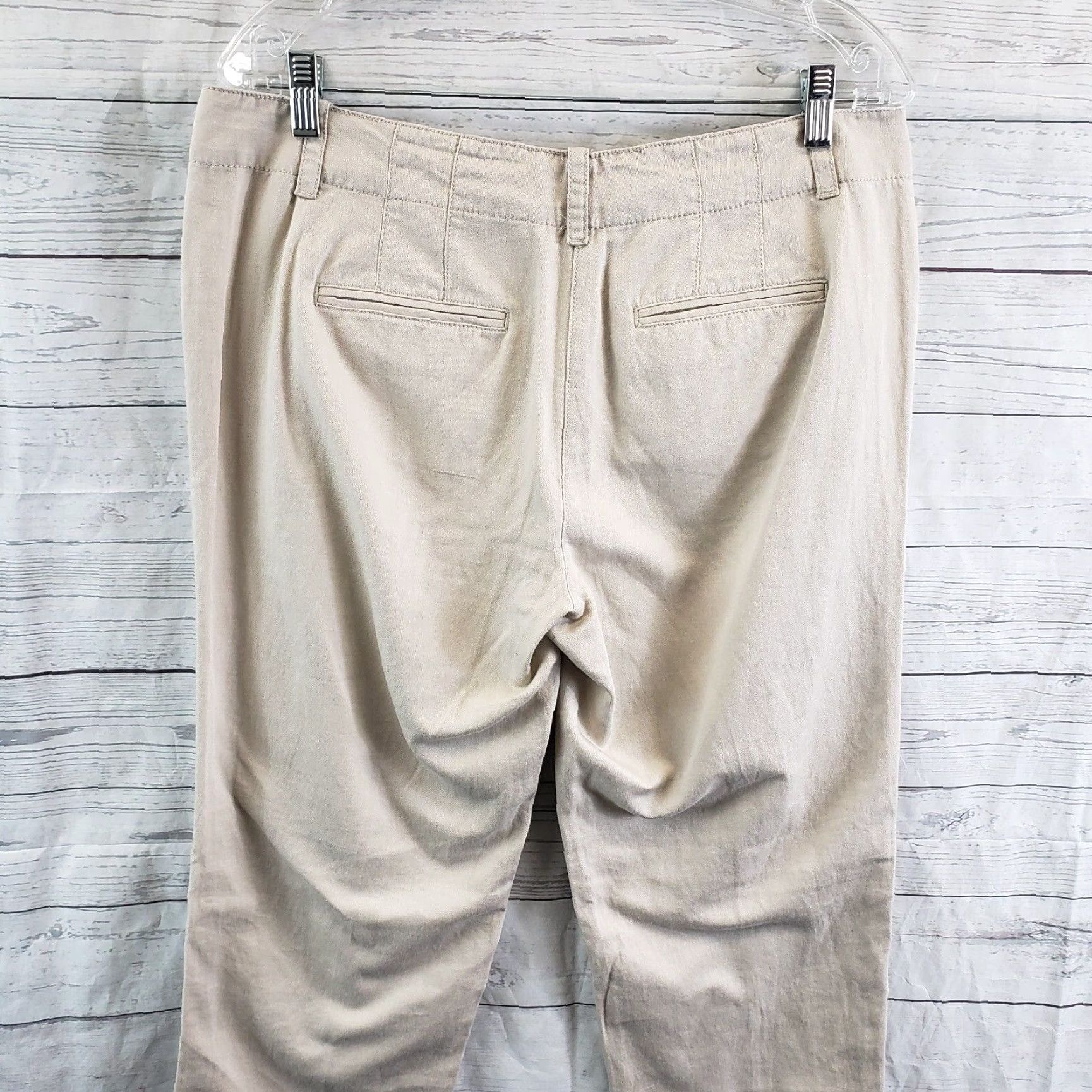 Loft Ann Taylor LOFT Womens Marisa Pants Sz 8 Beige Mid Rise Cotton Linen Blend Size 30" / US 8 / IT 44 - 4 Thumbnail