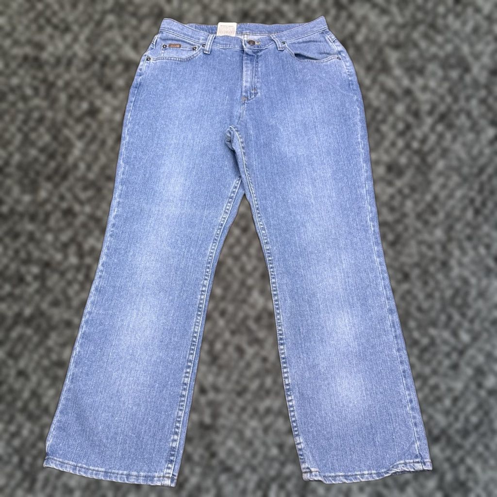 Vintage VINTAGE Riders Jeans 14 Petite Mid Rise Stretch 26.5in Inseam Denim Blue 5-Pocket 3 Button Zip Cotton Spandex Women Size 36" / US 14 / IT 50 - 1 Thumbnail