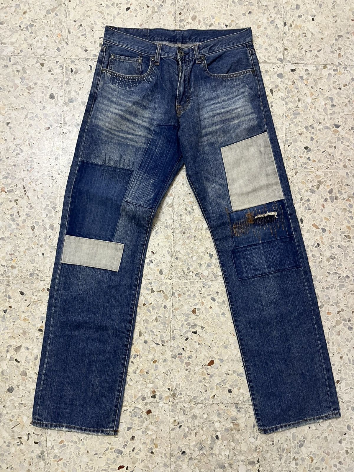 Japanese Brand Japanese brand distressed patchwork denim Size US 32 / EU 48 - 1 Thumbnail
