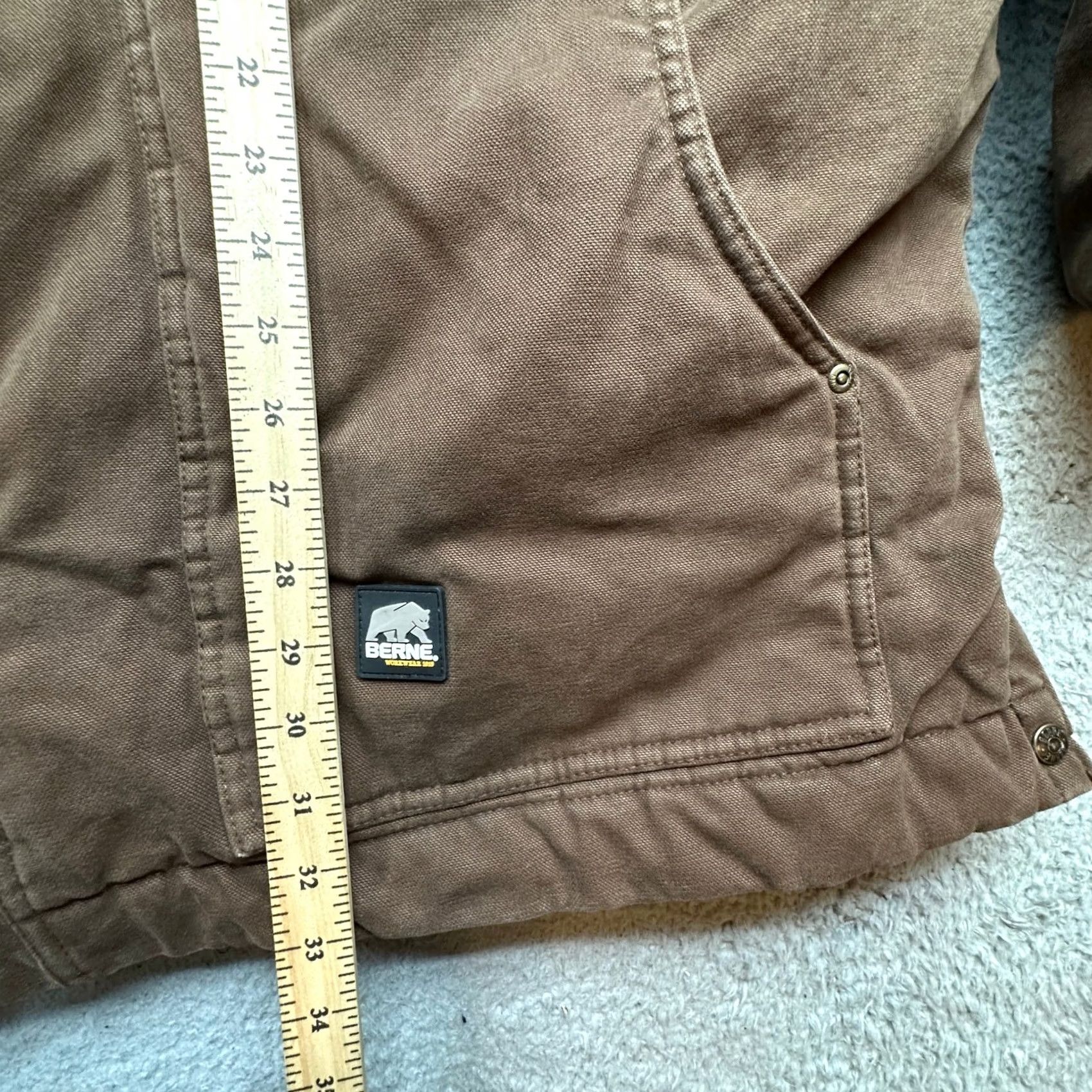 Vintage Berne Heartland Washed Chore Coat Jacket Mens 3XL Duck Canvas Quilt Lined CH377BB Brown Workwear Overcoat Zip Mens Bowed to: 3XL shows Chest 63 in Size US XXL / EU 58 / 5 - 4 Thumbnail