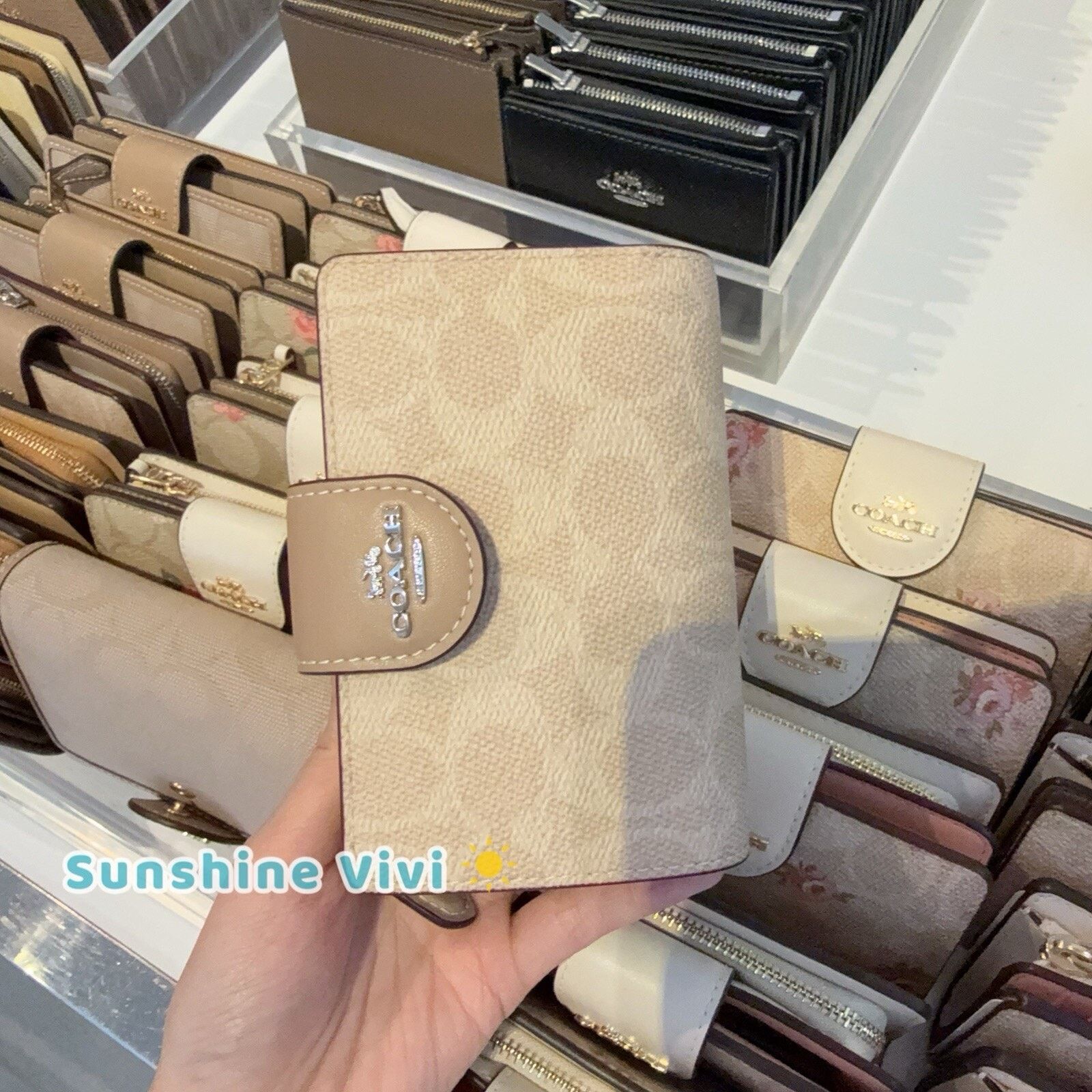 NWT Coach Medium Corner Zip Wallet CW786 Silver/Sand/Taupe