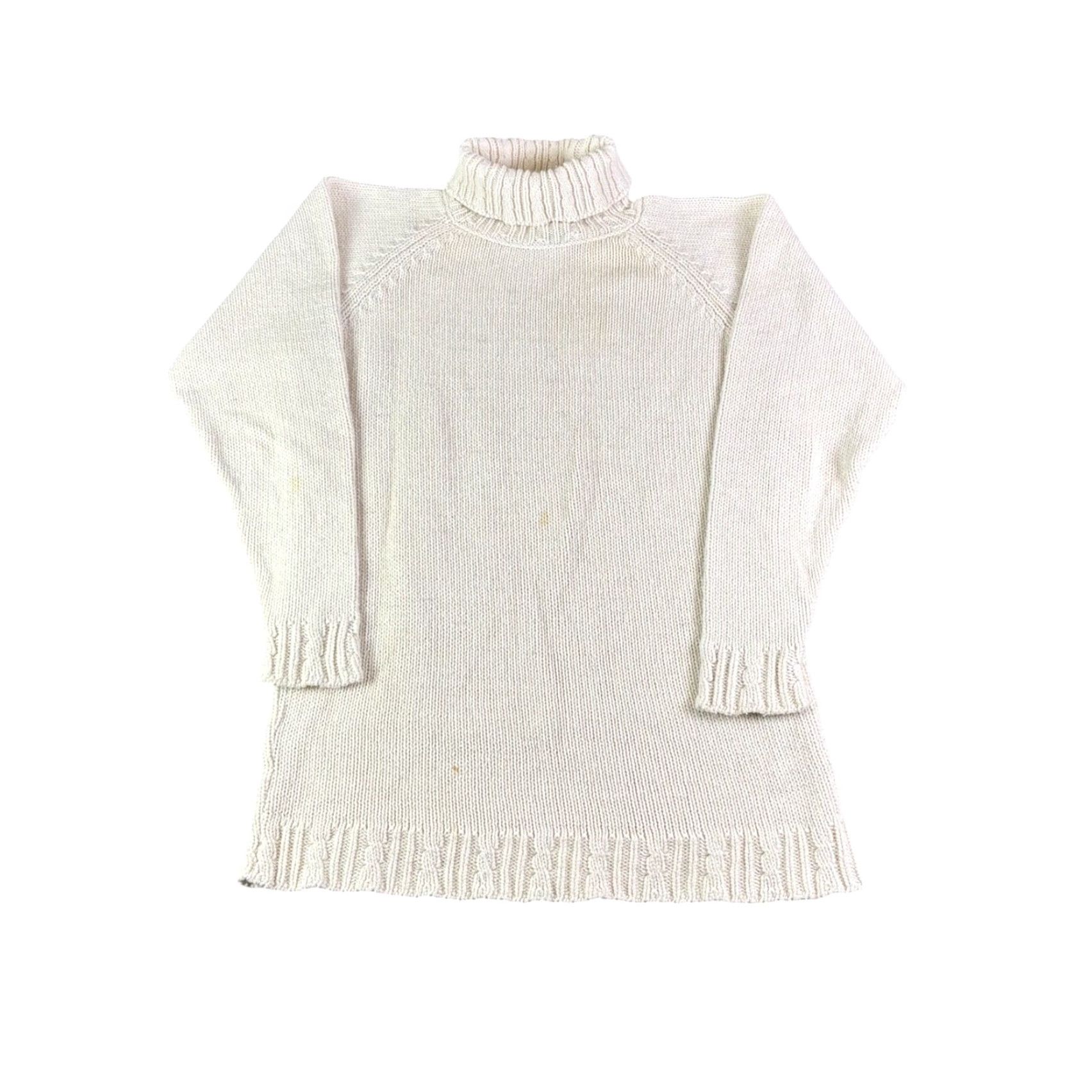 Vintage VINTAGE LL Bean Womens Cream Cotton Turtleneck Sweater Dress Cable Knit Size M Size M / US 6-8 / IT 42-44 - 2 Thumbnail
