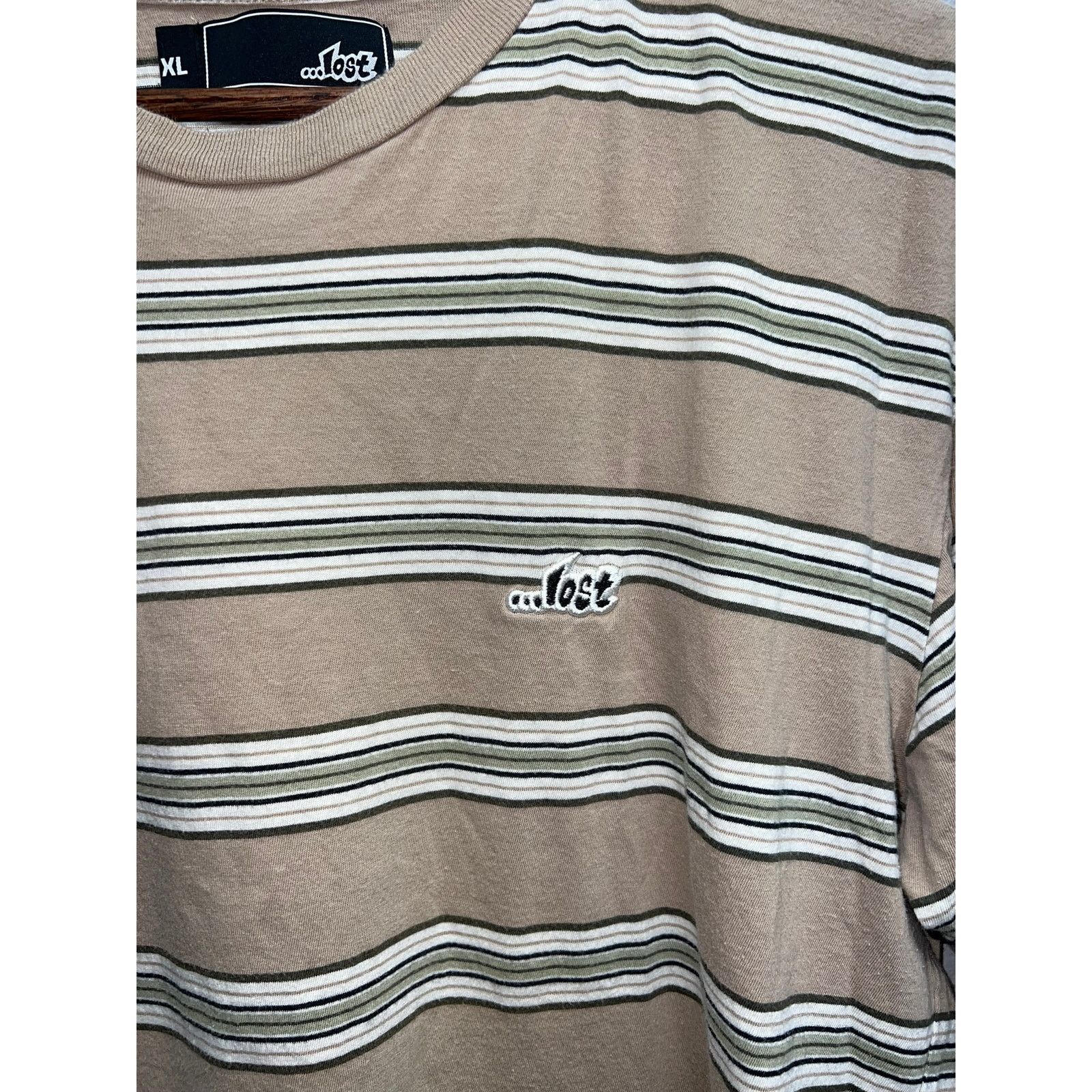 Lost Enterprises Lost Skate Shirt Striped Brown Green Skating Skateboard Tee Size US XL / EU 56 / 4 - 3 Thumbnail