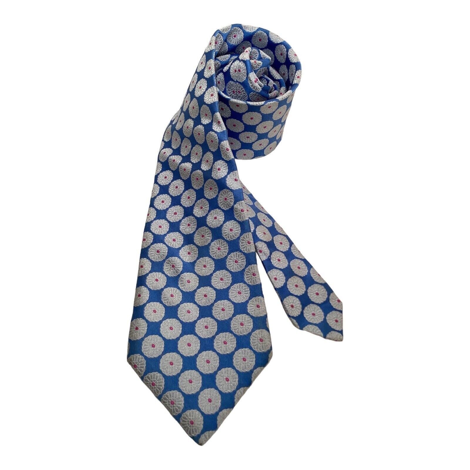 Ike Behar IKE BEHAR Blue Geometric Luxury Silk Tie Made In USA W: 3.75 Size ONE SIZE - 1 Thumbnail