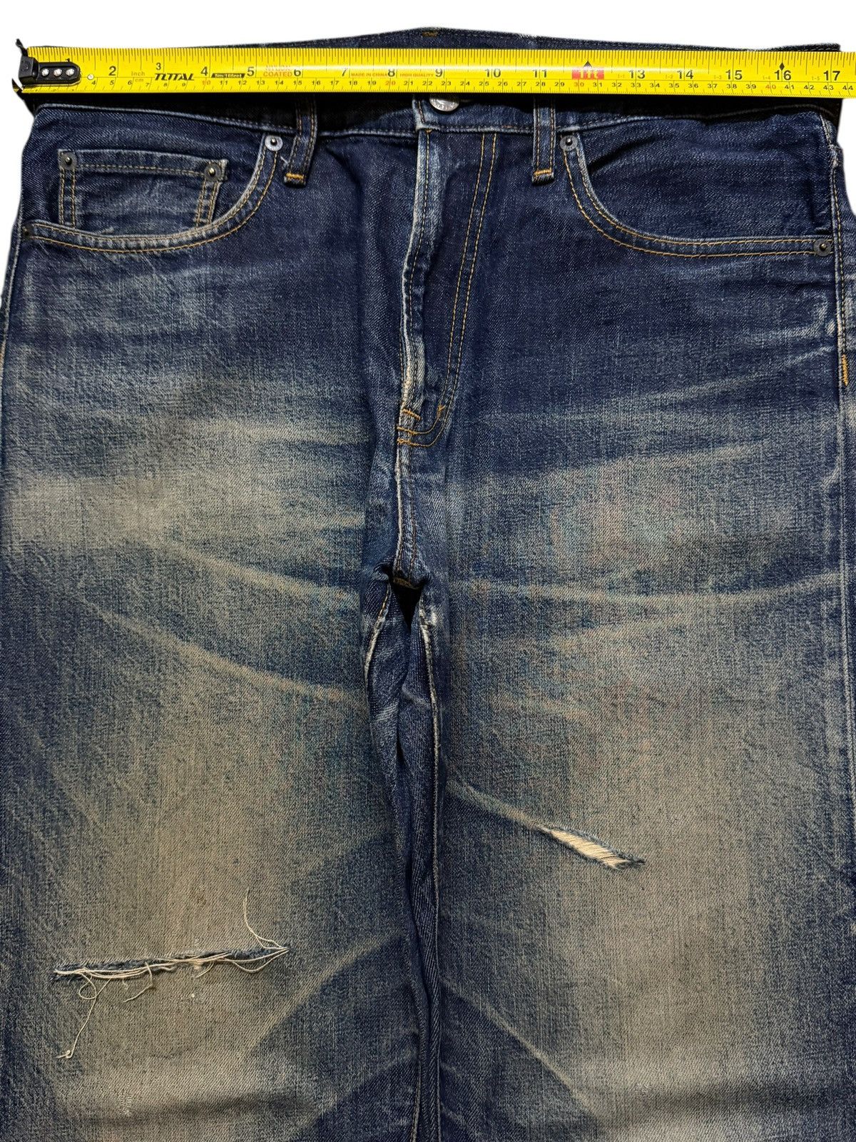GU Vintage Y2K Japanese GU Blue Mud Wash Whisker Distressed Size US 34 / EU 50 - 7 Thumbnail