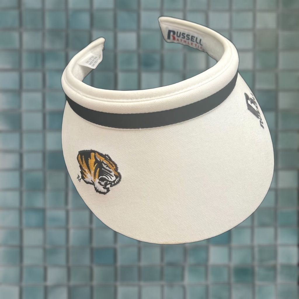 Vintage University of Missouri Tigers Baseball Russell Visor One Size White Mens Size ONE SIZE - 1 Thumbnail