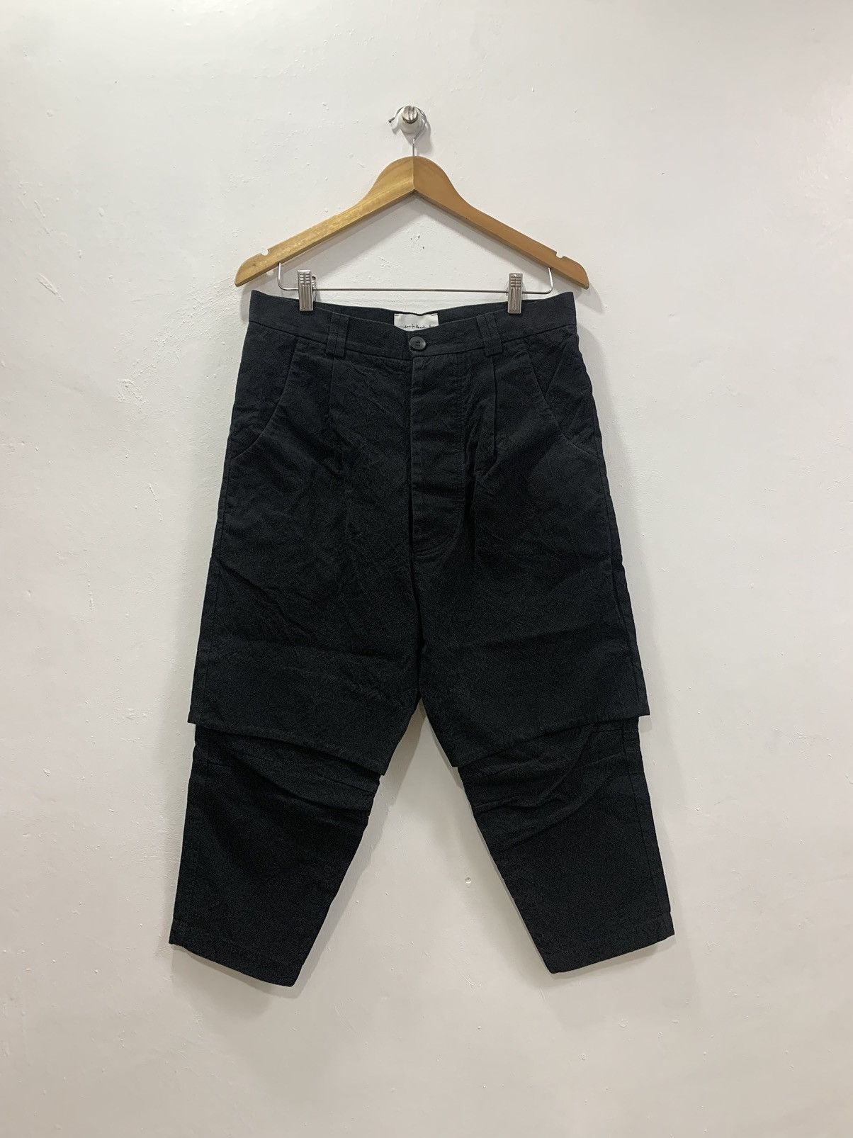 Song For The Mute SONG FOR THE MUTE TEXTURED - FALSE TWO-PIECE CROPPED PANTS Size US 32 / EU 48 - 1 Thumbnail