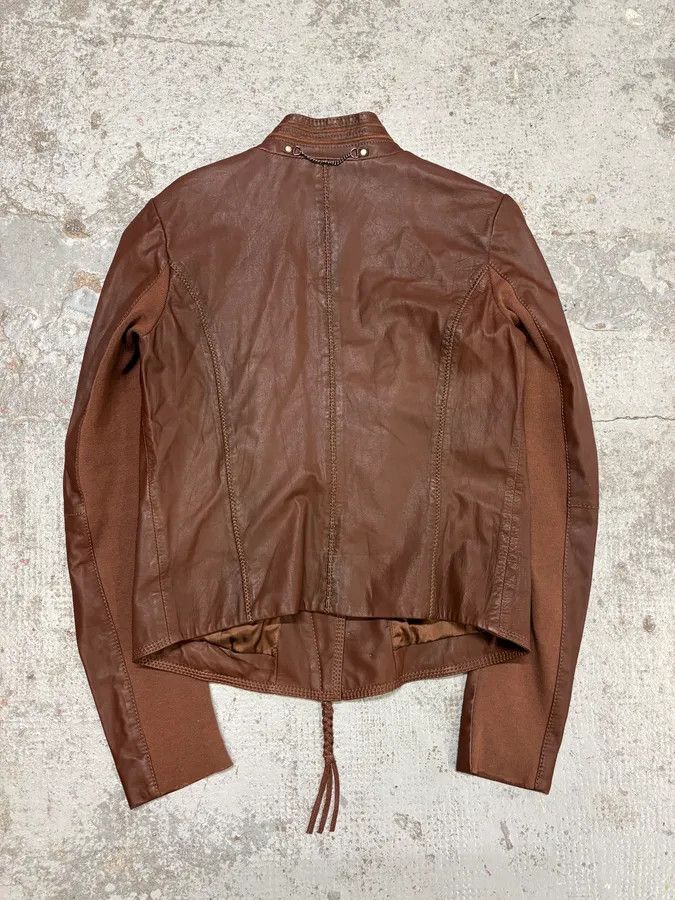 Marithe + Francois Girbaud 2000s Marithé + François Girbaud Brown Asymmetrical Leather Jacket Size S / US 4 / IT 40 - 6 Thumbnail
