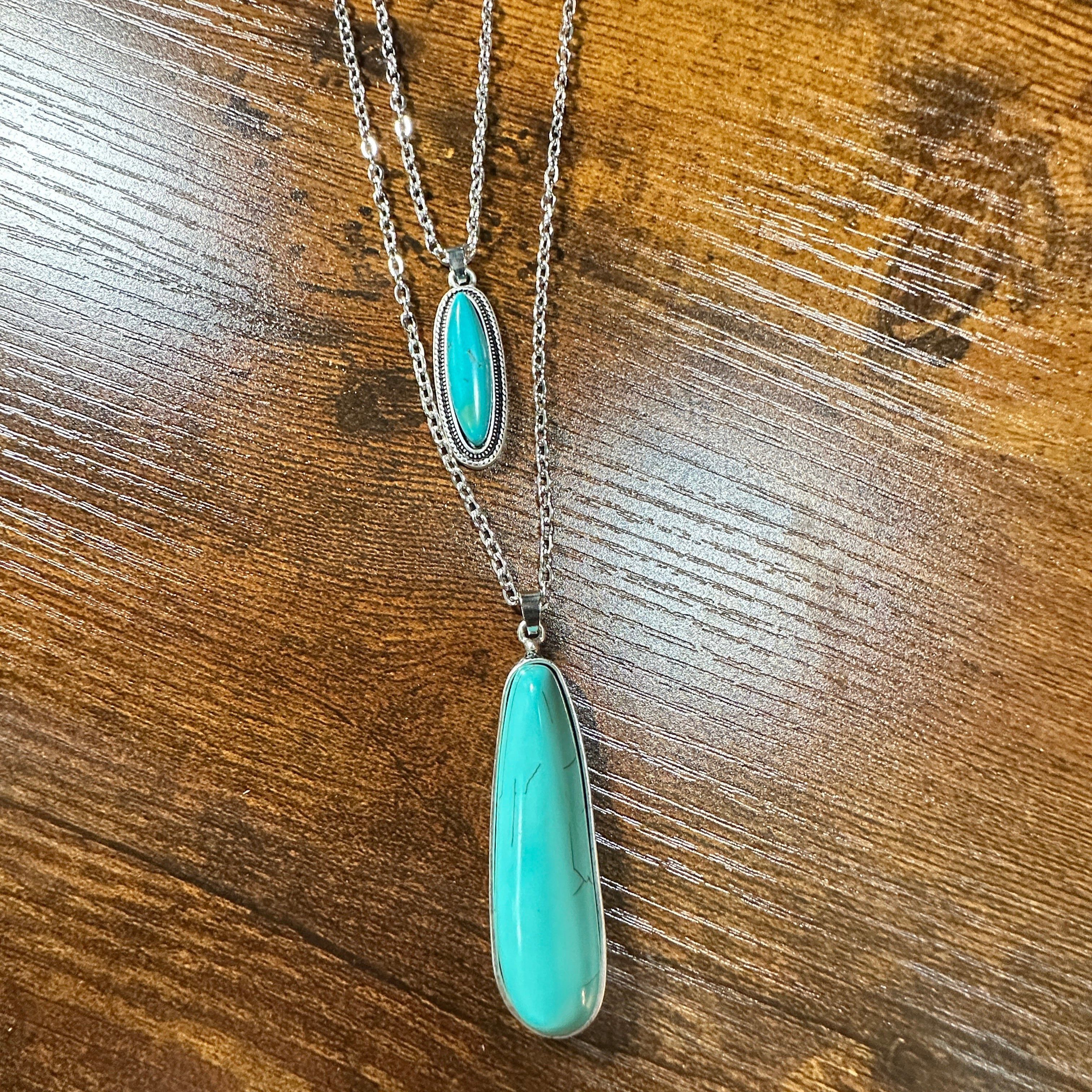 Other Chain Turquoise Necklace Pendant- Elegant 2-Strand Design Size ONE SIZE - 7 Thumbnail