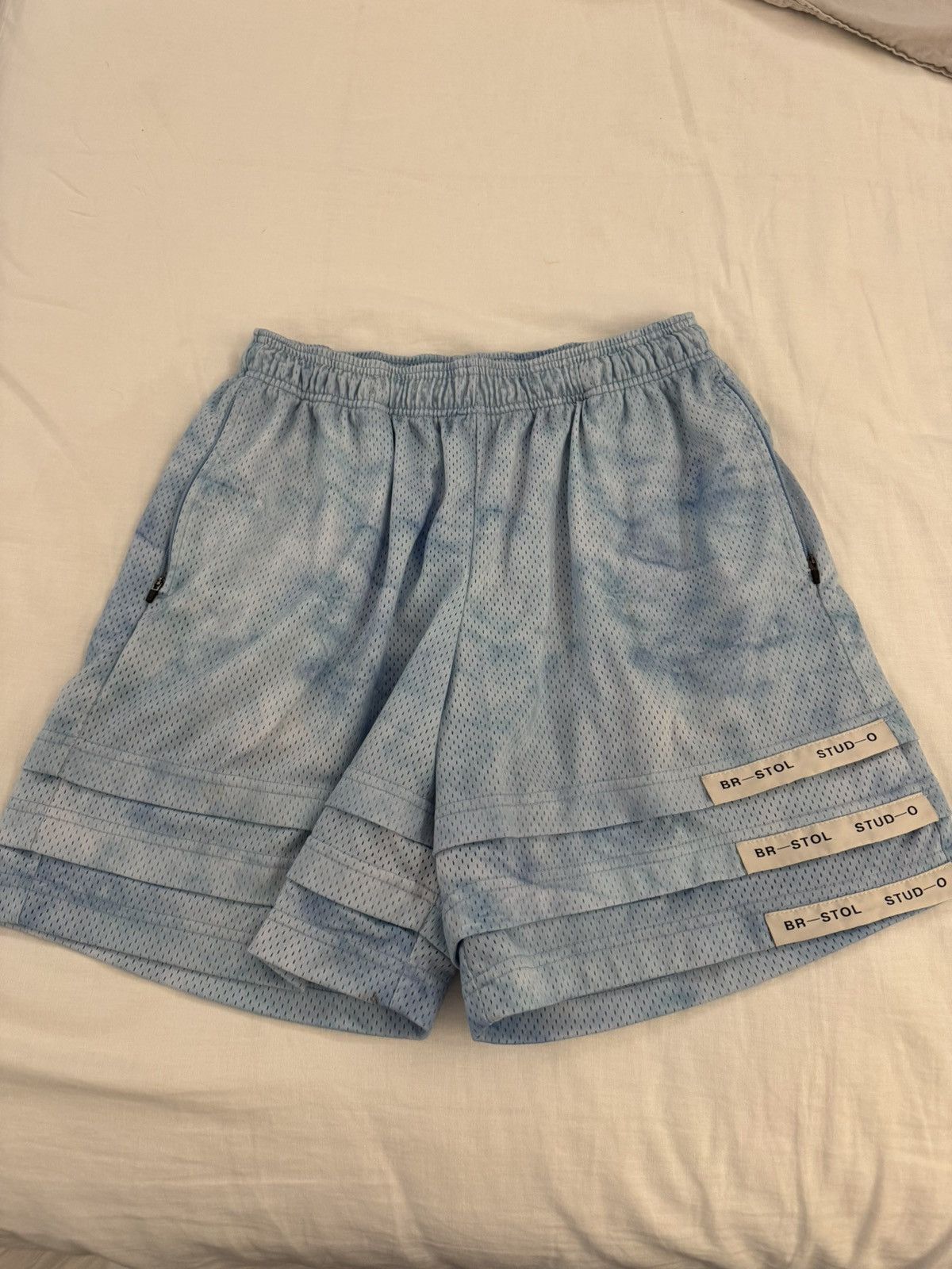 Bristol Studios Triple Hem Shorts (Tie Dye) - Blue [XL] Size US 36 / EU 52 - 1 Thumbnail