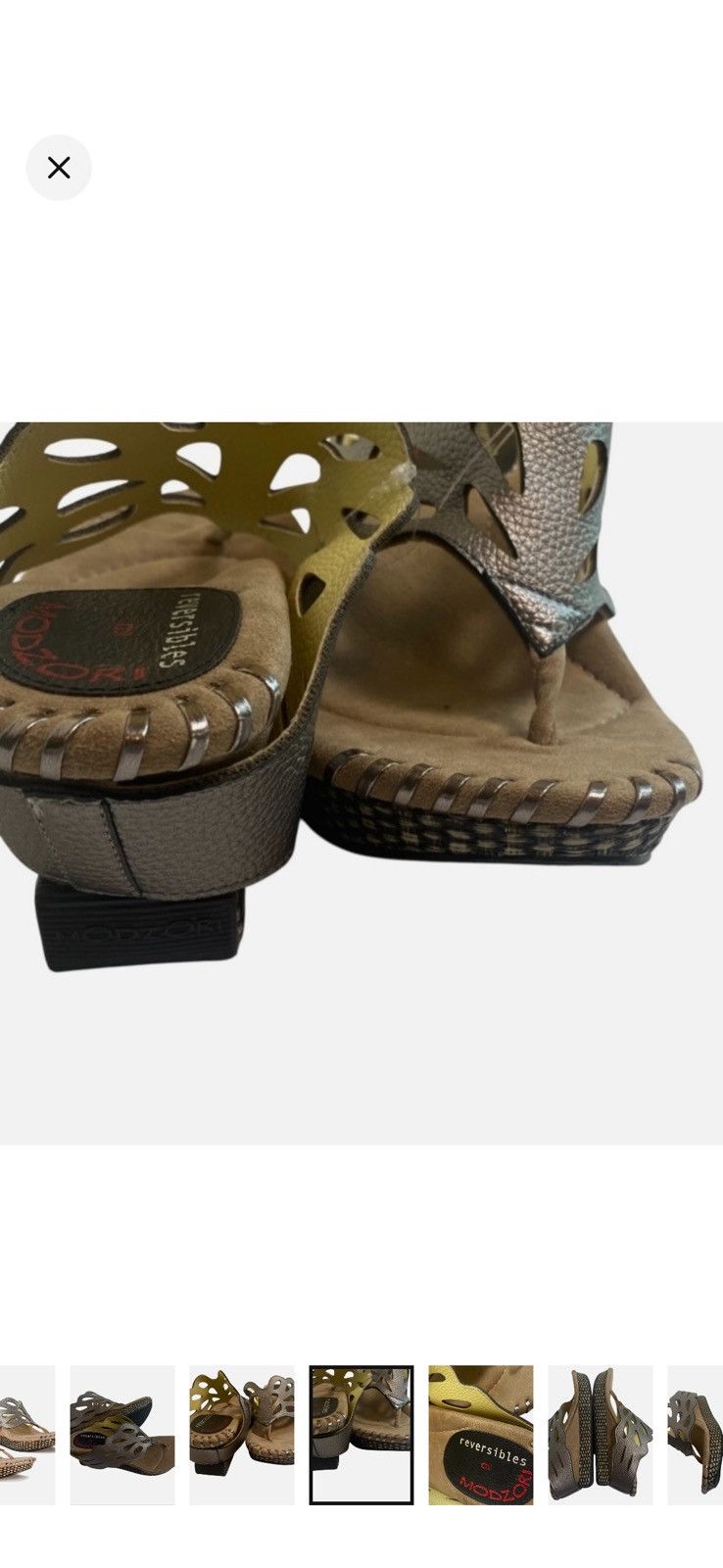 Other Reversible Wedge Thong Platform Sandals Butter/ Pewter Size US 9 / IT 39 - 4 Thumbnail