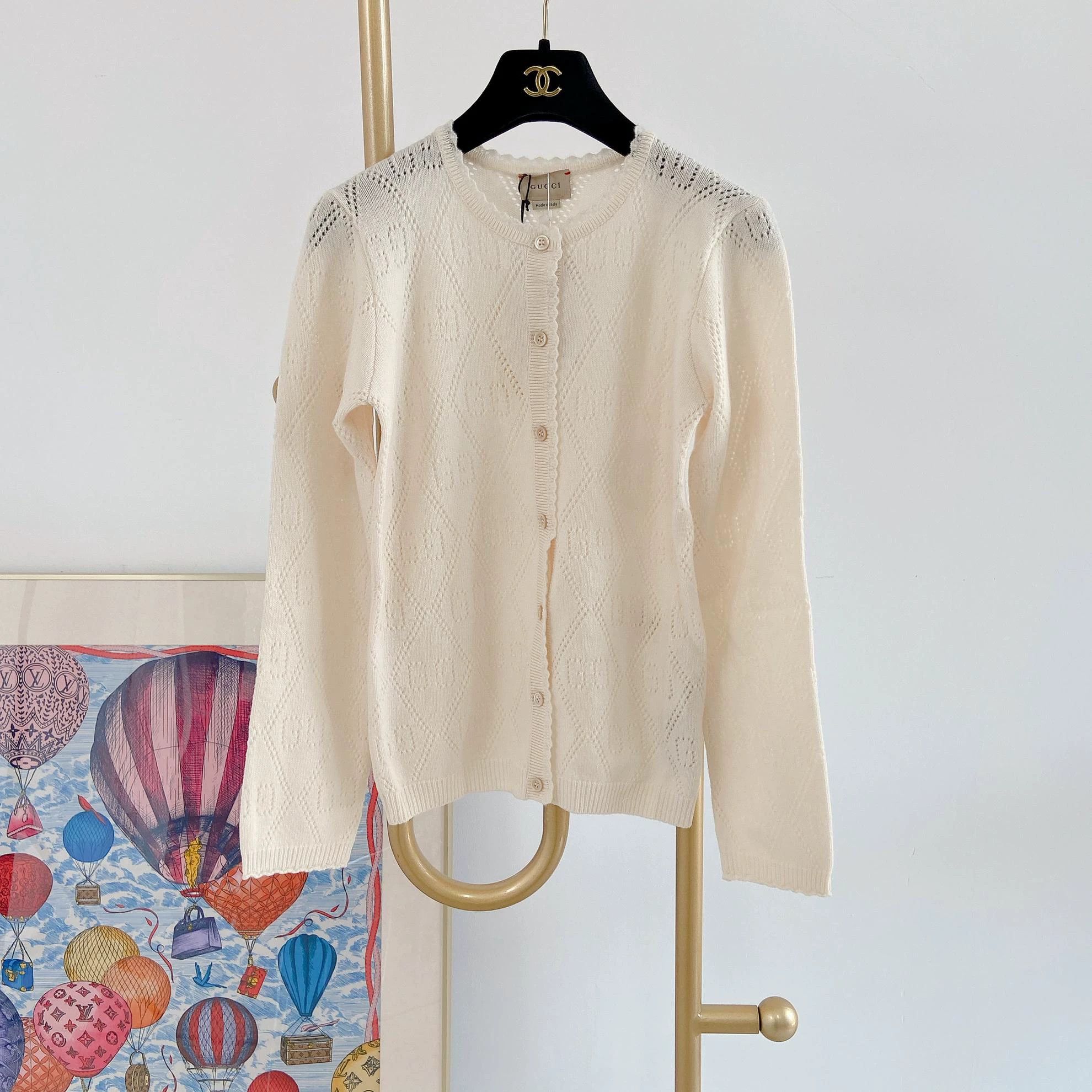 Gucci Gucci Beige Double G Logo Knit Cardigan Size 12Y With Tags Size XS / US 0-2 / IT 36-38 - 2 Thumbnail