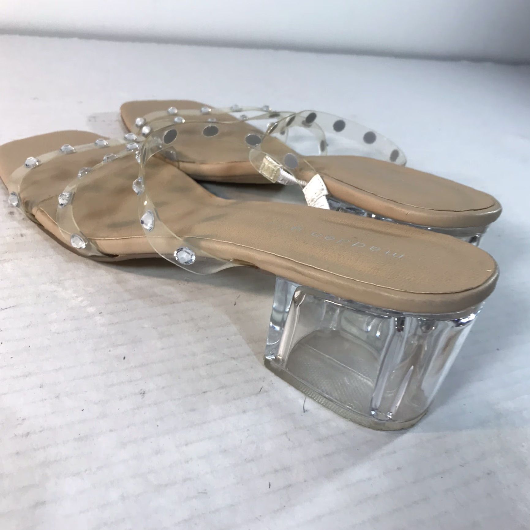 Vintage Madden Girl Instant Clear Strappy Block Heels Womens Size 10M 2.5in Rhinestone Party Cocktail Size US 10 / IT 40 - 5 Thumbnail