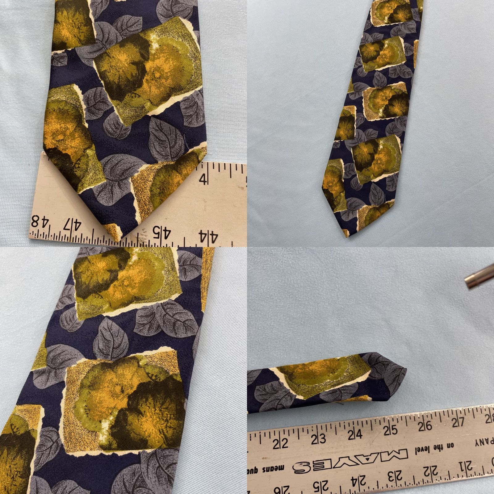 Vintage VINTAGE Pavone Tie Men's Adult One Size Silk Geometric Floral Patchwork Italy 57"-60" Wide Black Blue Green 1990s Cap­sule Necktie 4x56" Size ONE SIZE - 11 Thumbnail