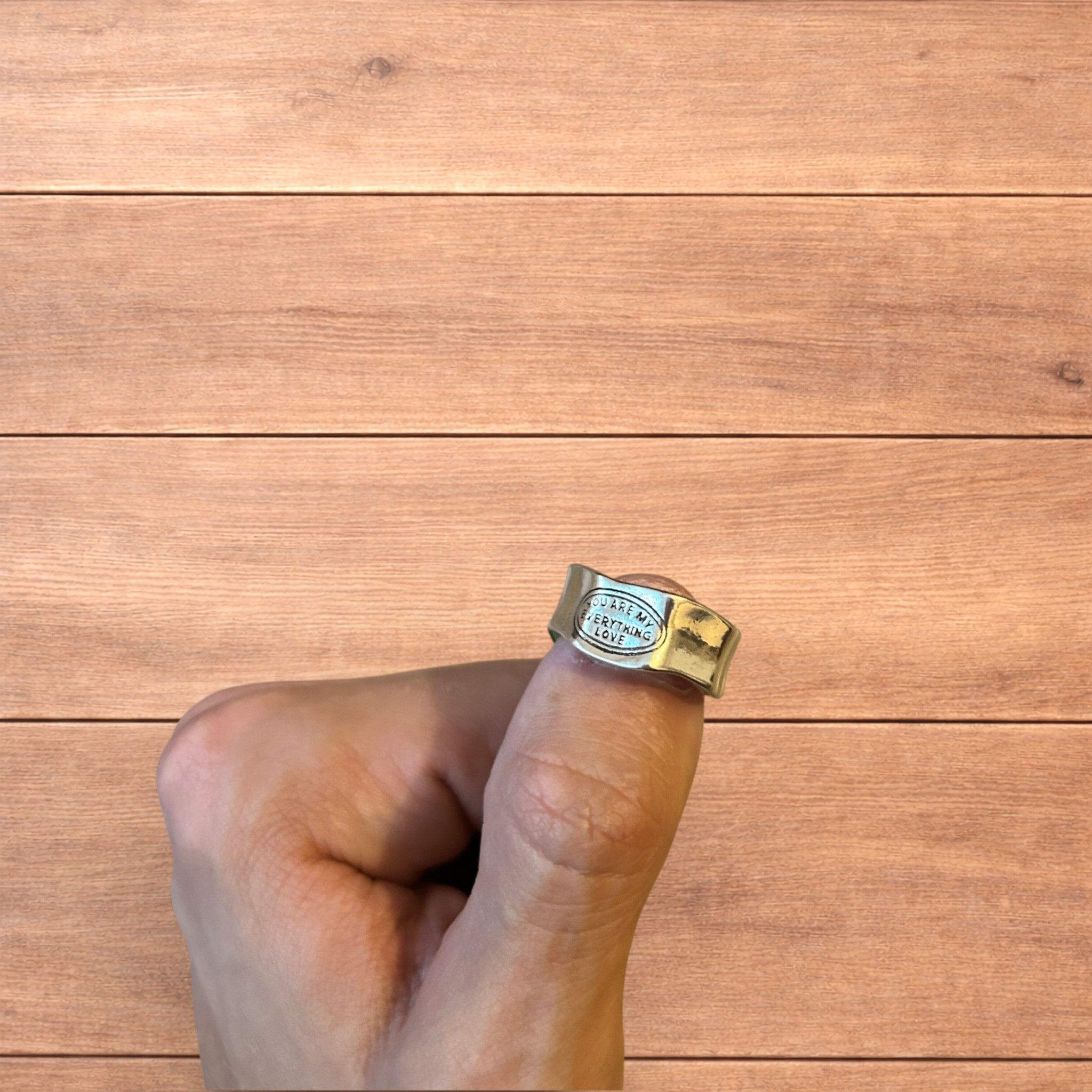 Japanese Brand Vintage style stainless you are my love ring in silver. Size ONE SIZE - 3 Thumbnail