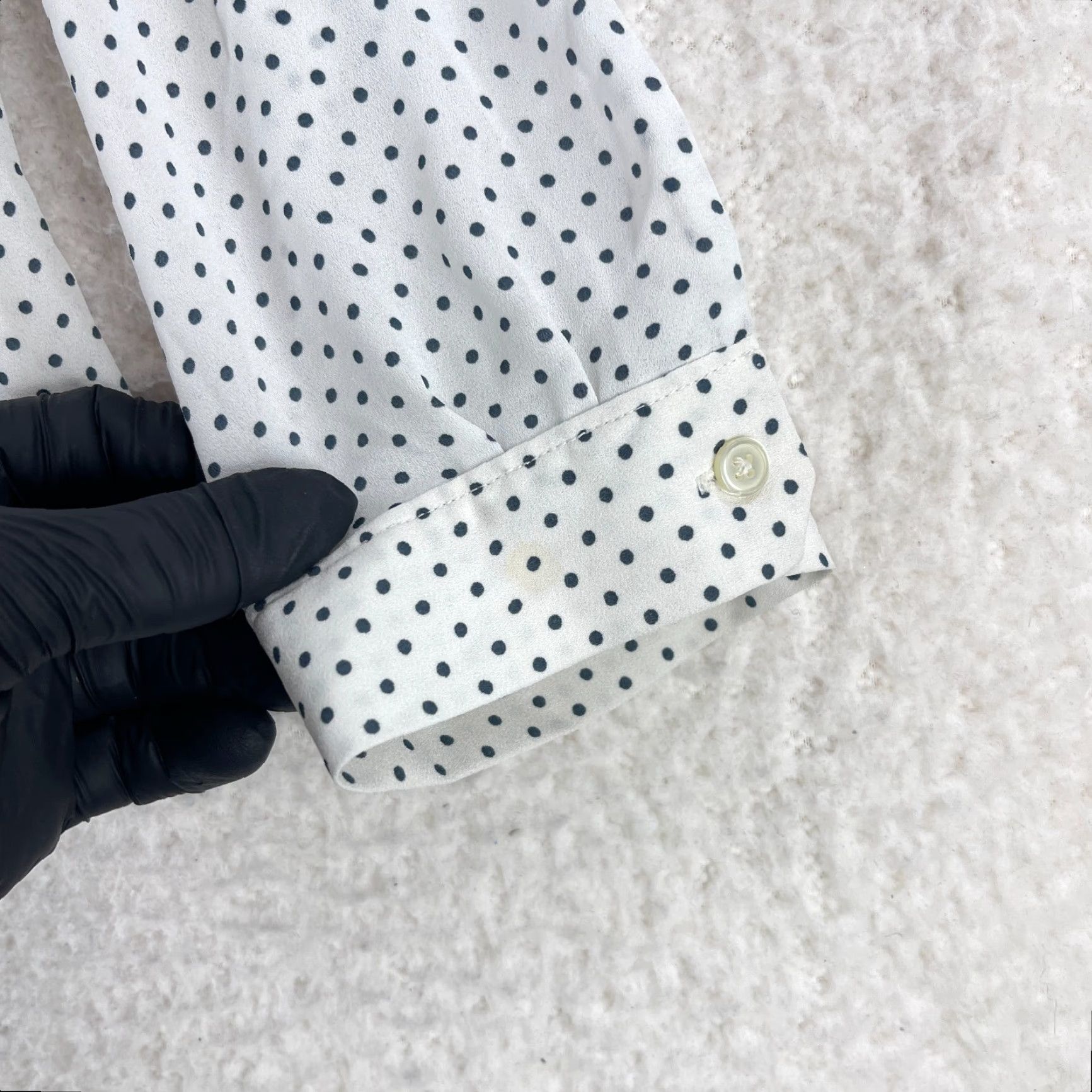 Loft LOFT Outlet White Black Polka Dot Print Shirt Womens V-Neck Long Sleeve Size Large Size L / US 10 / IT 46 - 7 Thumbnail