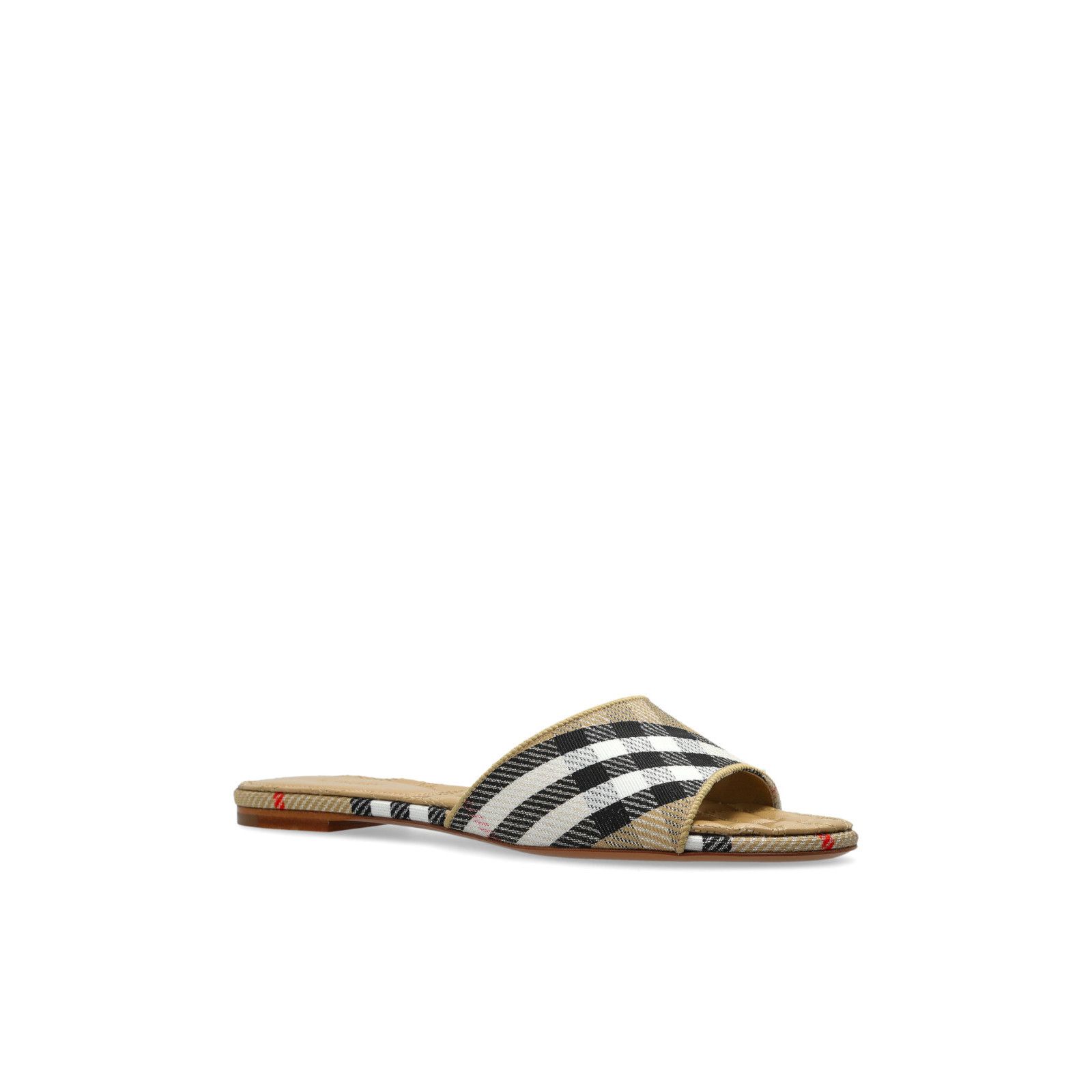 Burberry BURBERRY Check Beige Leather Flip Flops New & Authentic (W Size US 9 / IT 39 - 2 Thumbnail