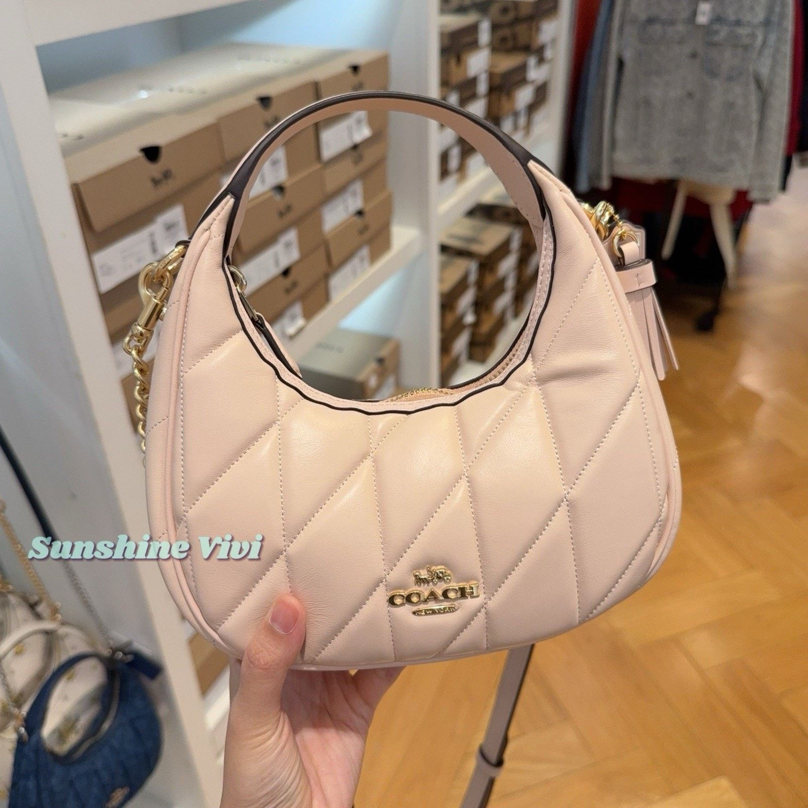 Coach NWT COACH Carmen Mini Crossbody Bag Quilted Gold/Brush CY710 Size ONE SIZE - 1 Thumbnail