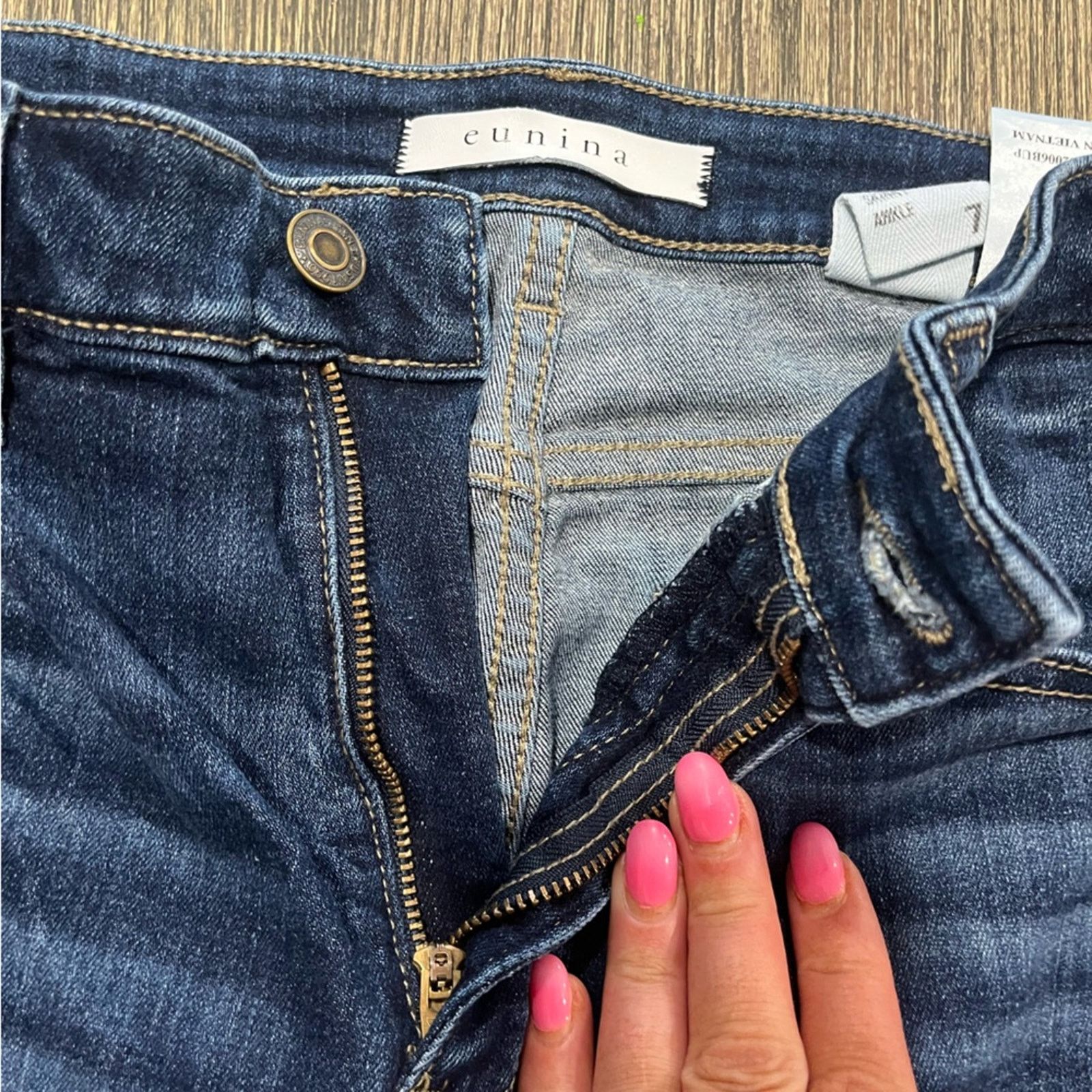 Vintage Cunina Super High Rise Ankle Skinny Jeans Distressed Size 7 Size 28" / US 6 / IT 42 - 5 Thumbnail