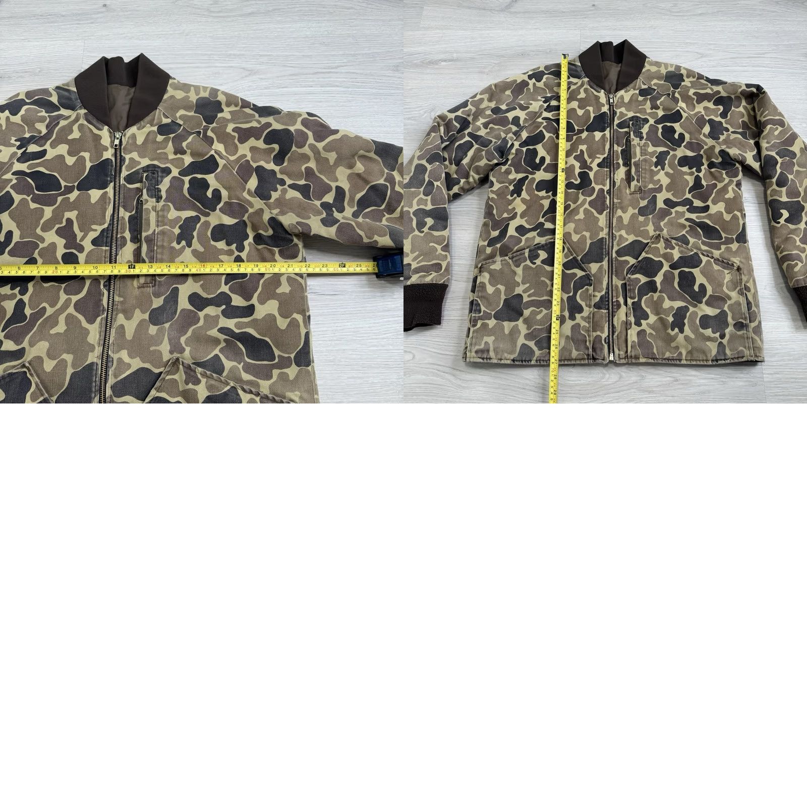 Vintage VINTAGE Woolrich Mens Tan Duck Camo Frogskin Full Zip Bomber Jacket Made In USA Size US M / EU 48-50 / 2 - 8 Thumbnail