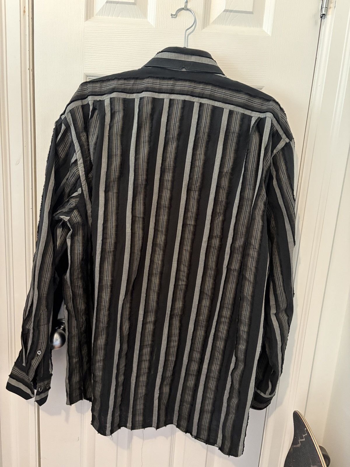 Vintage Raw Edge Striped Patchwork Shirt Andrew David Made In USA Size US XL / EU 56 / 4 - 4 Thumbnail