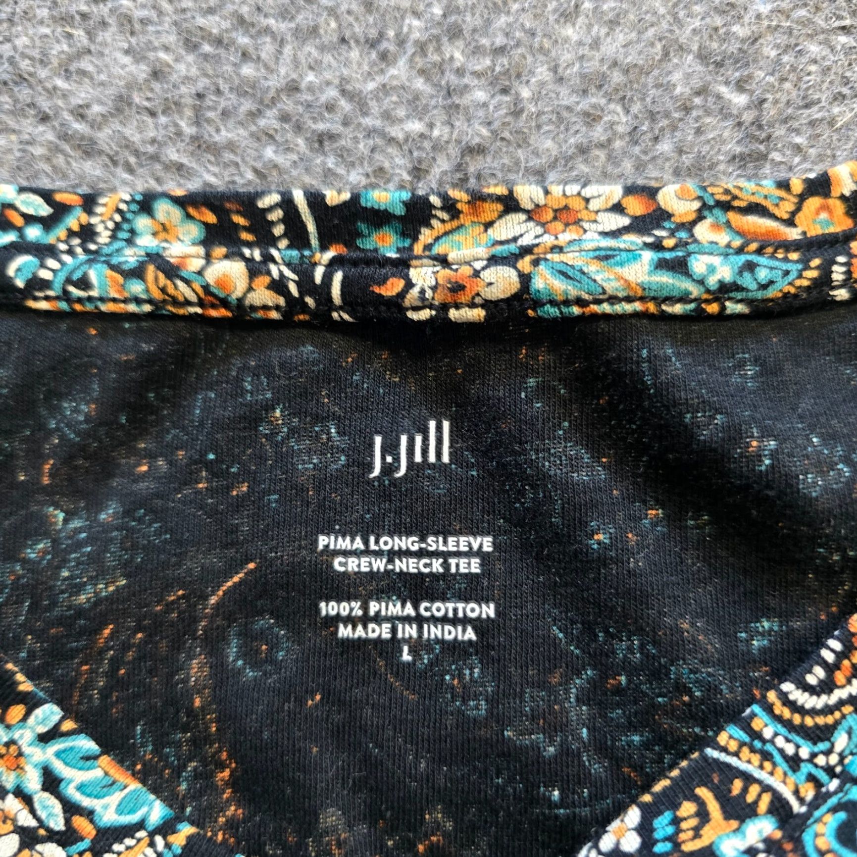 J. Jill J Jill Top Womens L Black Green Paisley Pima Cotton Long Sleeve Casual Shirt Size L / US 10 / IT 46 - 4 Thumbnail