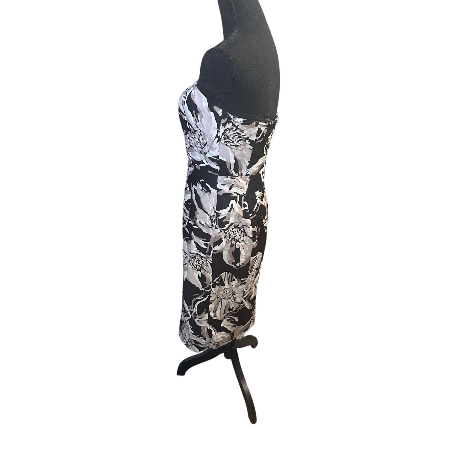 Banana Republic Banana Republic Black Floral Strapless Dress – Elegant Size M / US 6-8 / IT 42-44 - 4 Thumbnail