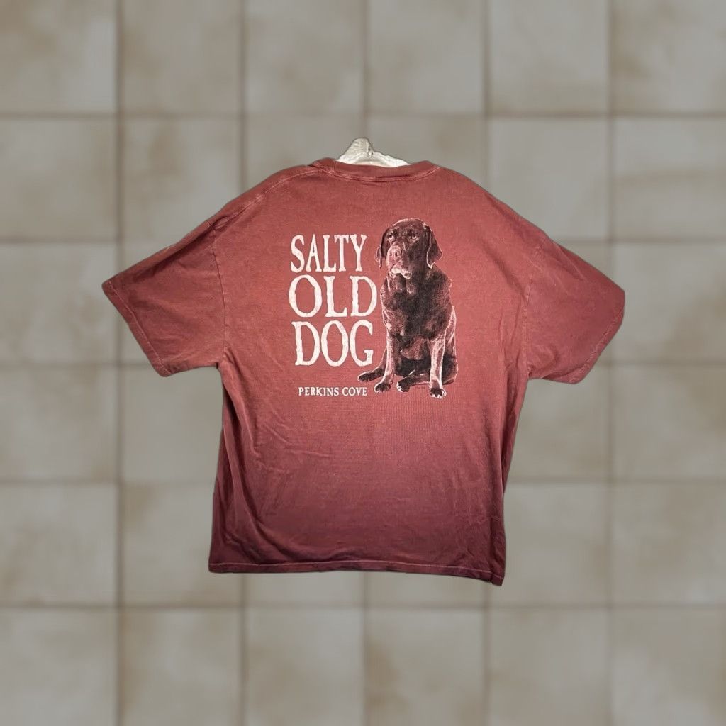 Vintage Vintage Salty Old Dog Perkins Cove T-Shirt Men 2XL Crew Neck Graphic Print Red Cotton Nautical Retro Size US XXL / EU 58 / 5 - 1 Thumbnail