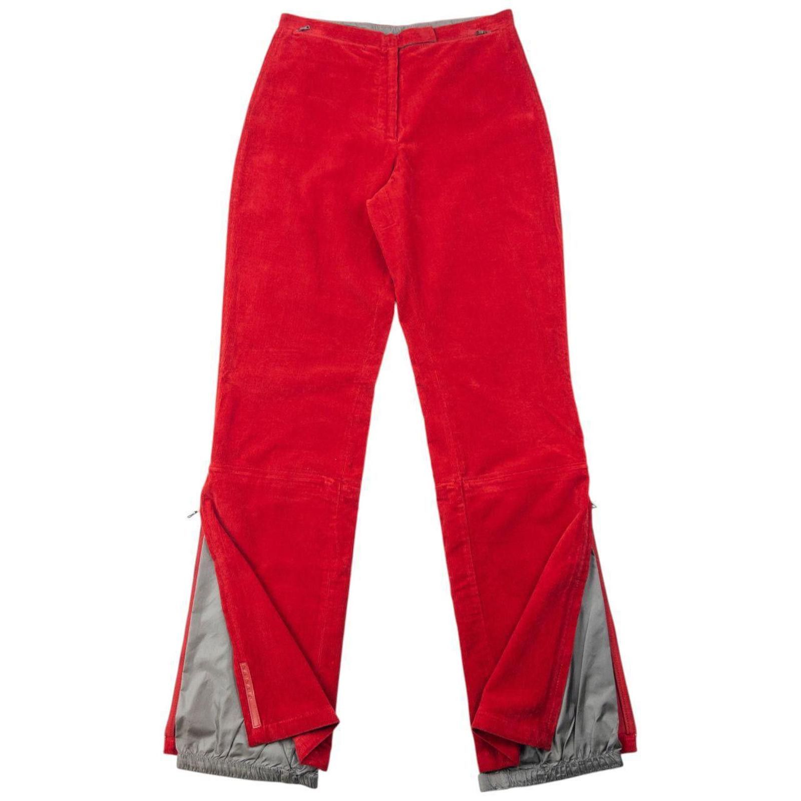 Prada Vintage 2000s Prada Sport Layered Zip Cuff Corduroy Trousers Size US 27 - 1 Thumbnail