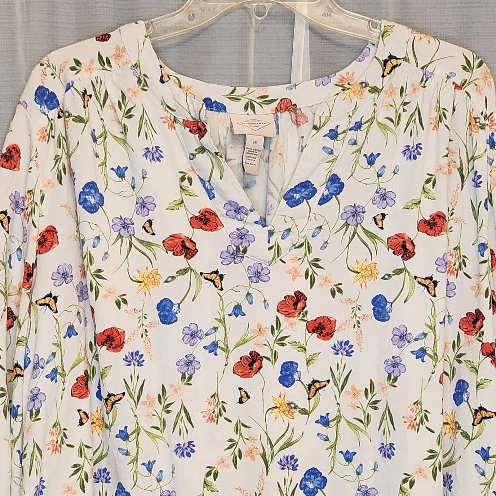 St. Johns Bay St. John’s Bay Floral Pullover Blouse | Size 2X Plus Size XXL / US 16-18 / IT 52-54 - 6 Thumbnail