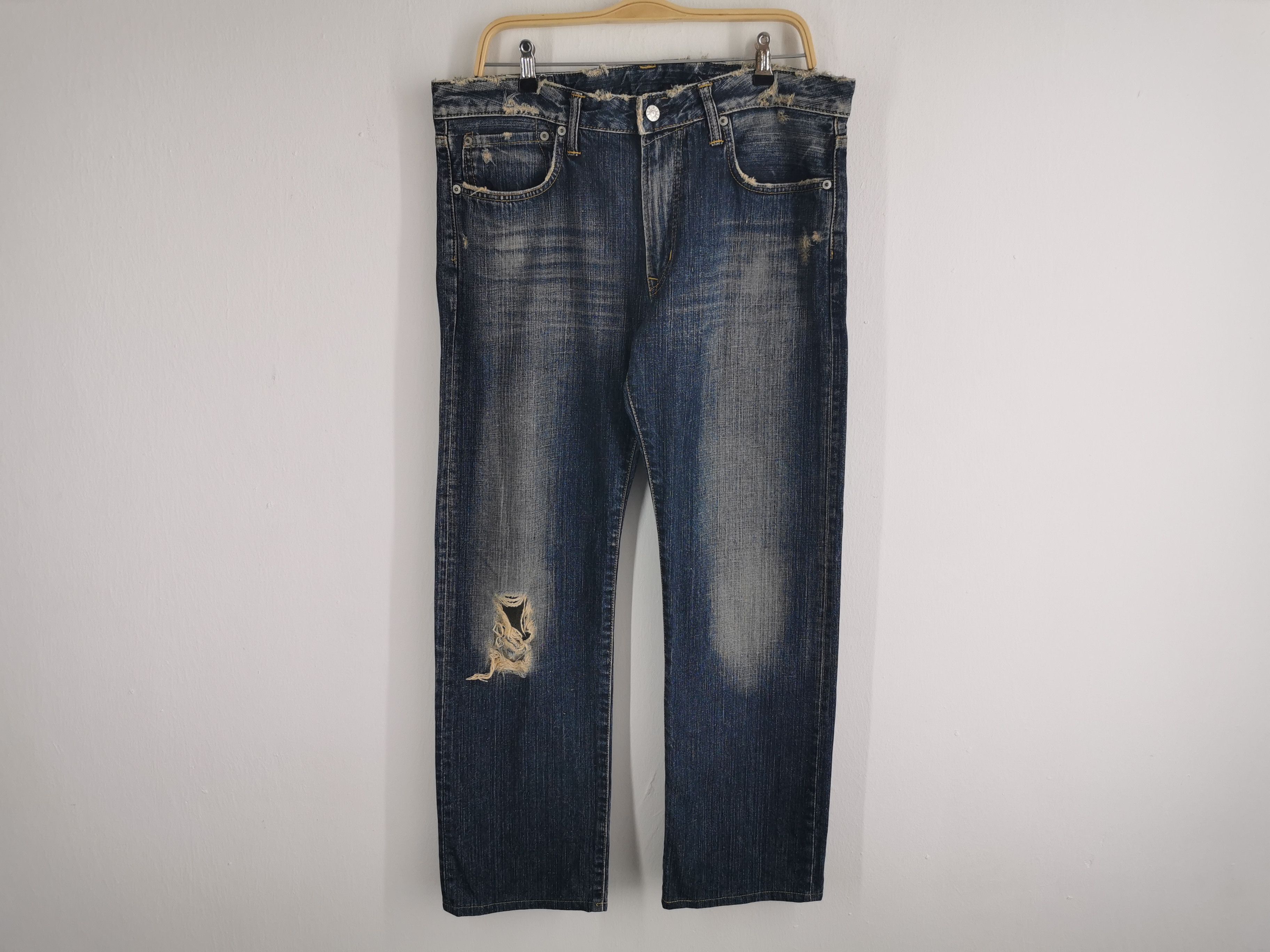 Edwin Distressed Vintage Edwin Lot 502R Denim Made In Japan Size US 37 - 2 Thumbnail
