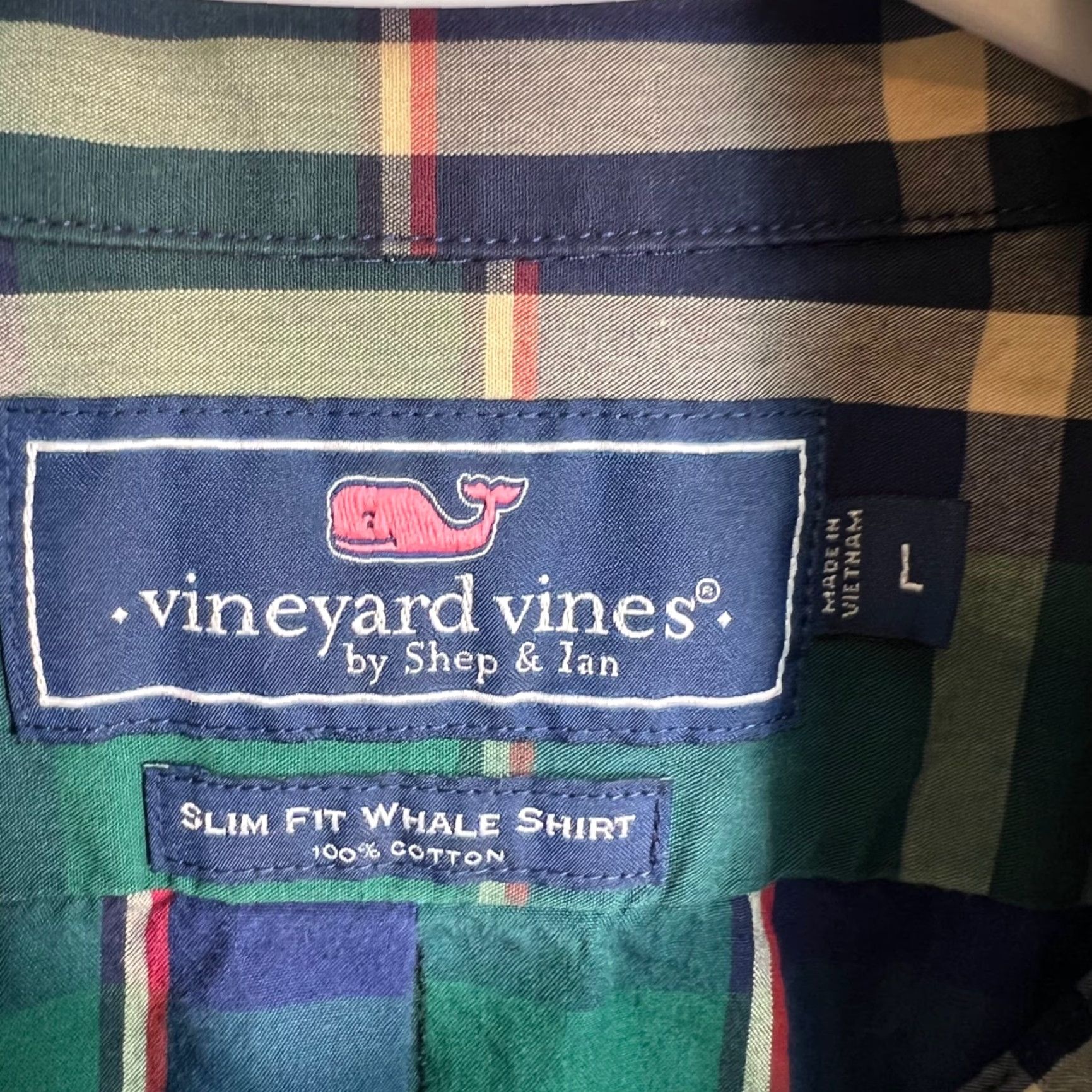 Vineyard Vines Vineyard Vines Mens Large Slim Fit Green Plaid Button-Down Shirt 100% Cotton Size US L / EU 52-54 / 3 - 3 Thumbnail