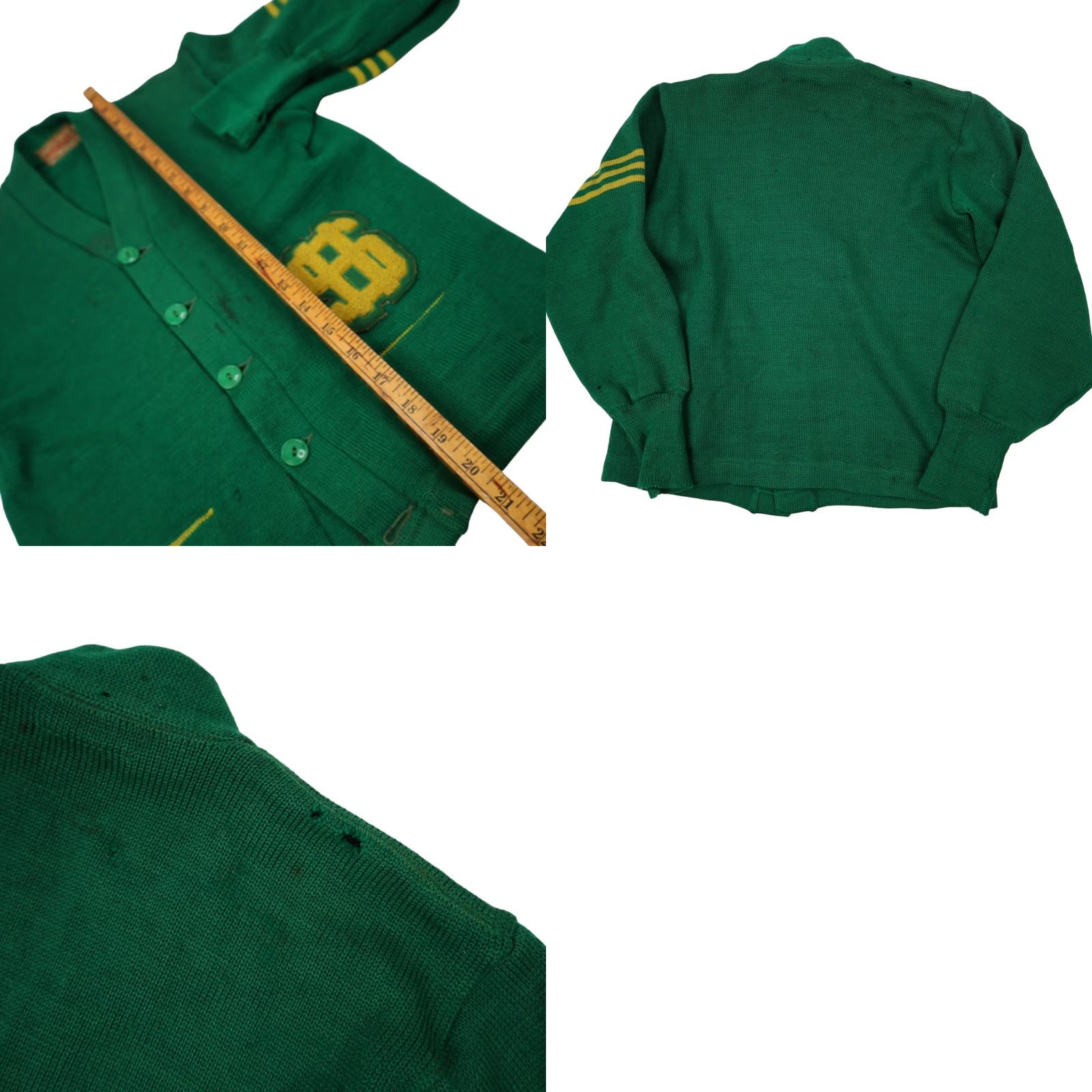Vintage VINTAGE Dehen Collegiate Small Letterman Dollar Sign Patch Knit Wool Sweater Cardigan Womens S Green Size S / US 4 / IT 40 - 8 Thumbnail