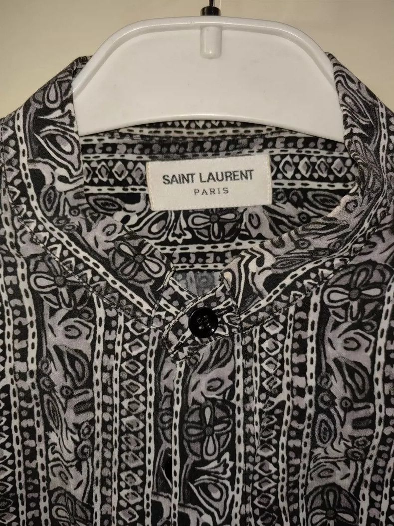 Saint Laurent Paris Saint Laurent Paris Long Sleeve Ink Print Mulberry Silk He Size US XXS / EU 40 - 2 Thumbnail