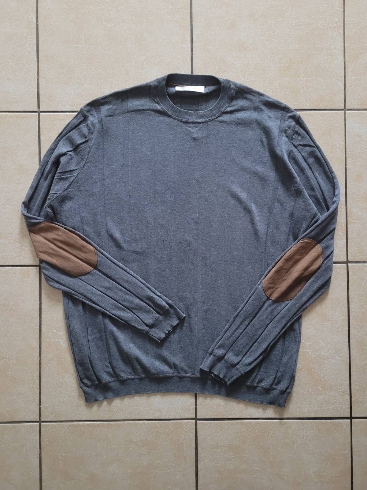 image of Brunello Cucinelli Sweatshirt With Leather Patches in Grey, Men's (Size Large)