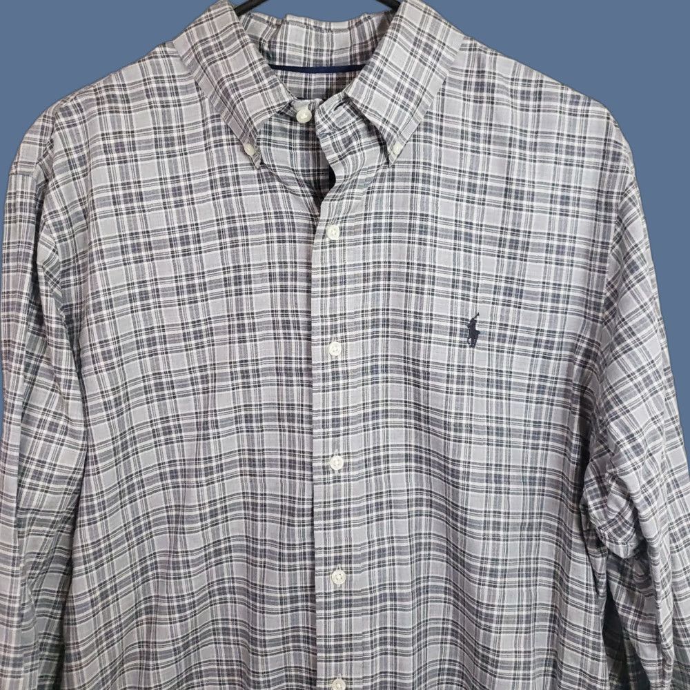 Ralph Lauren Ralph Lauren Shirt Mens Large Gray Plaid Button-Down Slim Fit Casual Pony Logo Size US L / EU 52-54 / 3 - 1 Thumbnail