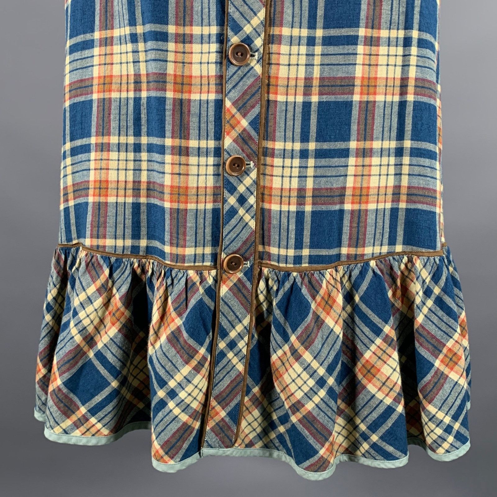 Ralph Lauren RRL RALPH LAUREN Size 2 Blue Orange Plaid Maxi Skirt Size 26" / US 2 / IT 38 - 2 Thumbnail