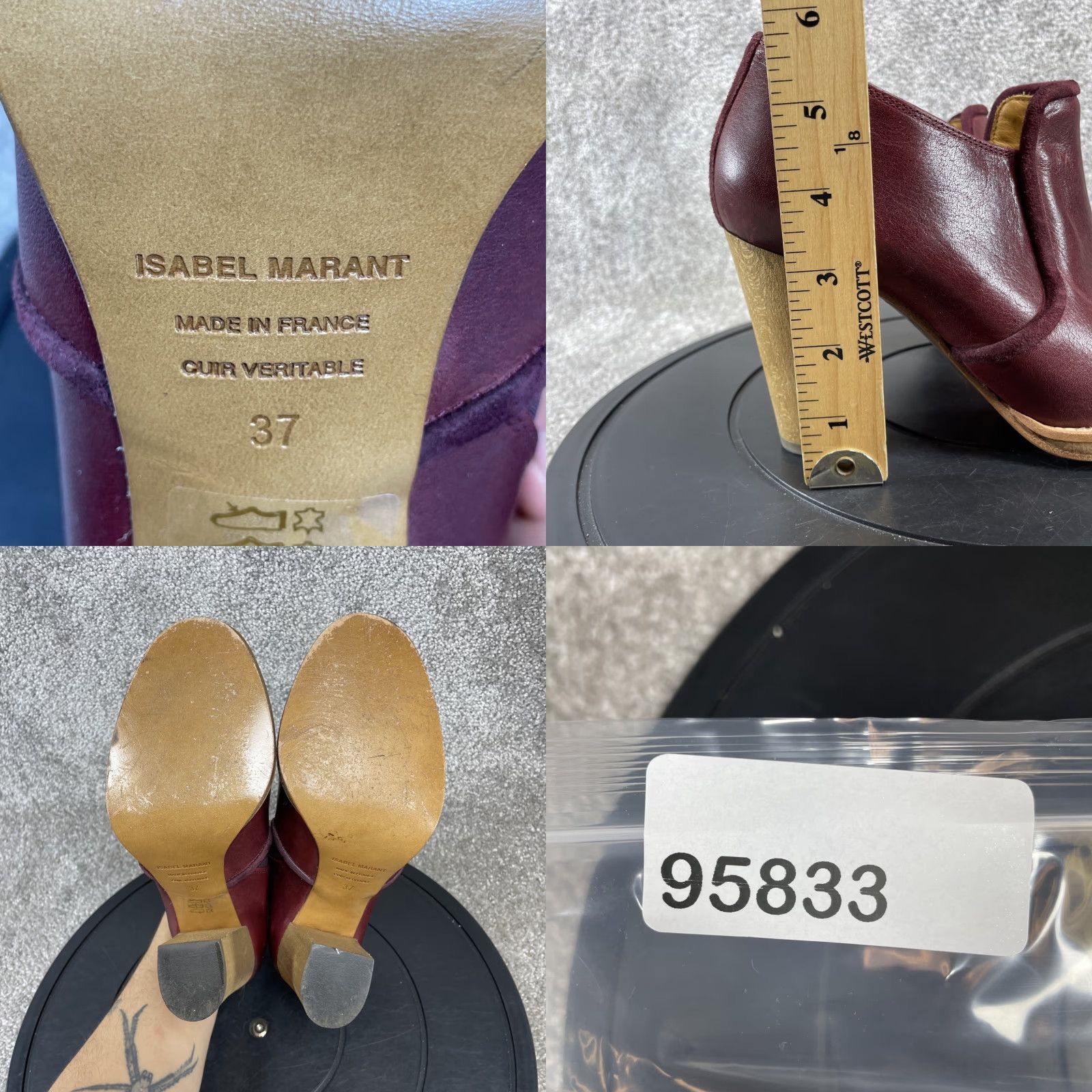 Isabel Marant VINTAGE Isabel Marant Women’s Boots Casual Party Leather Block Heel Slip-On 6.5 US Burgundy Size US 5 / IT 35 - 8 Thumbnail